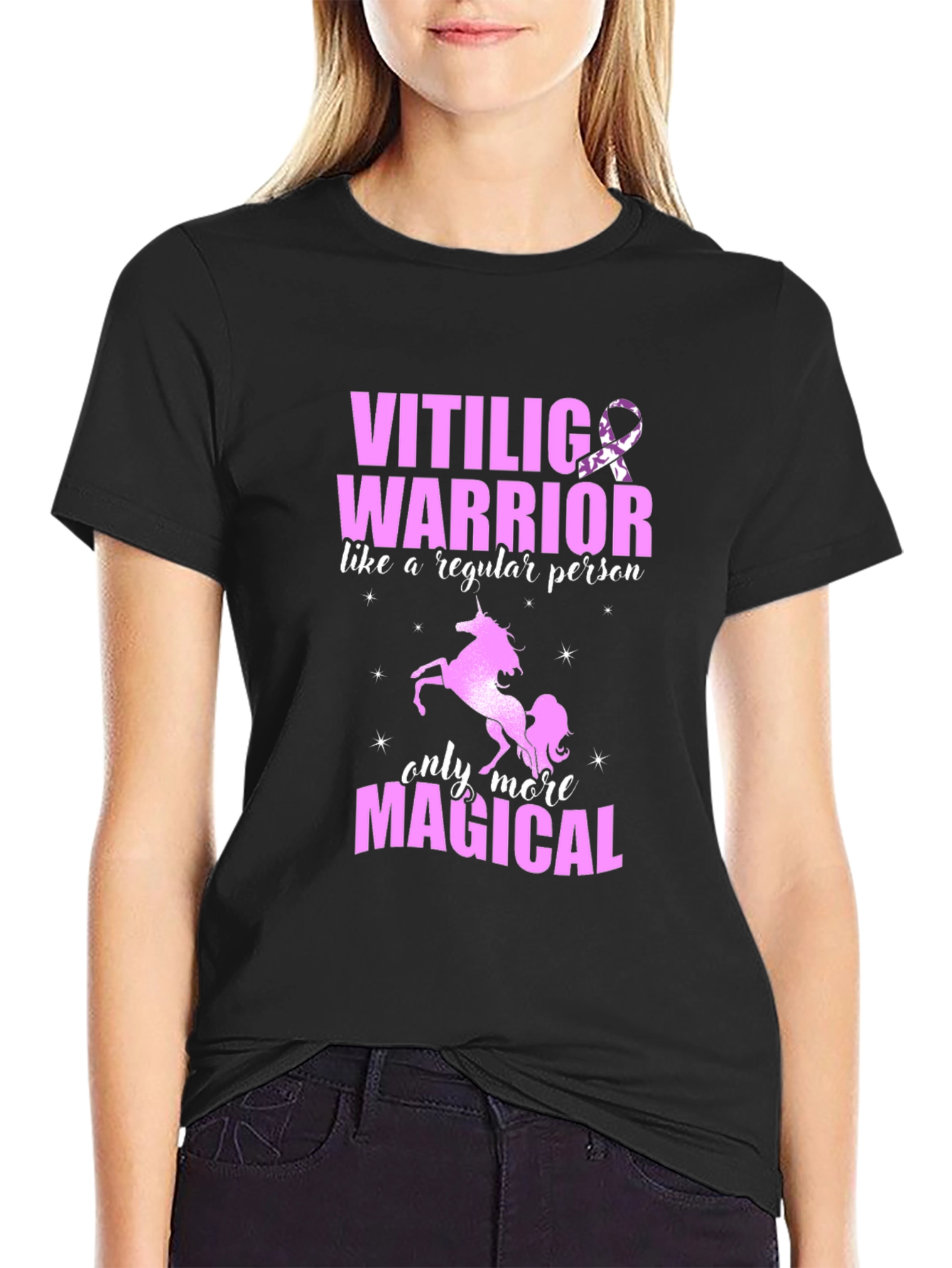 Vitiligo Warrior Unicorn Graphic T-Shirt