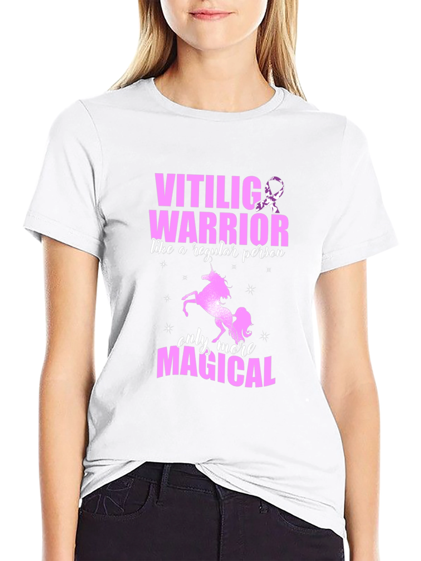 Vitiligo Warrior Unicorn Graphic T-Shirt