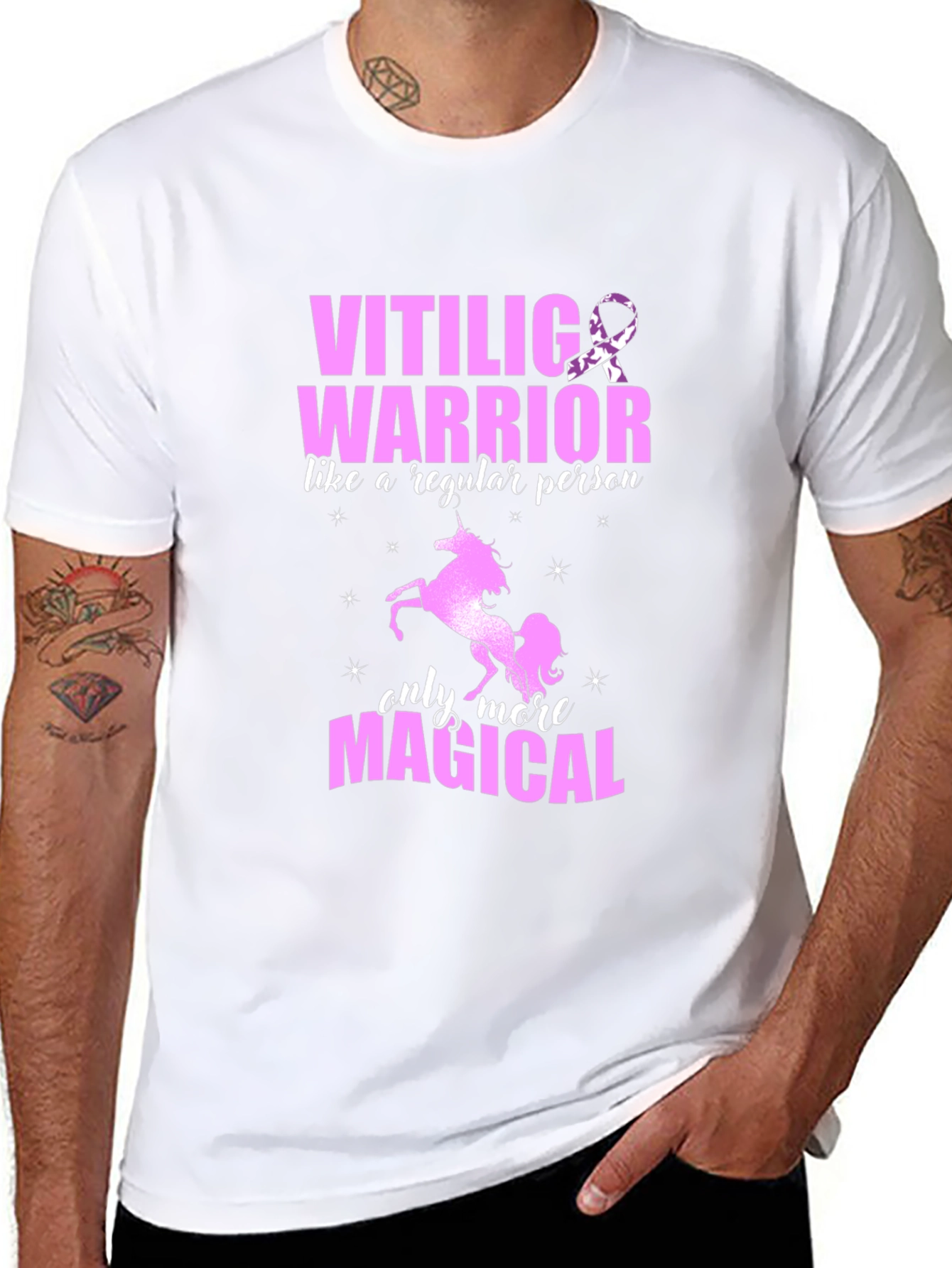 Vitiligo Warrior Unicorn Graphic T-Shirt