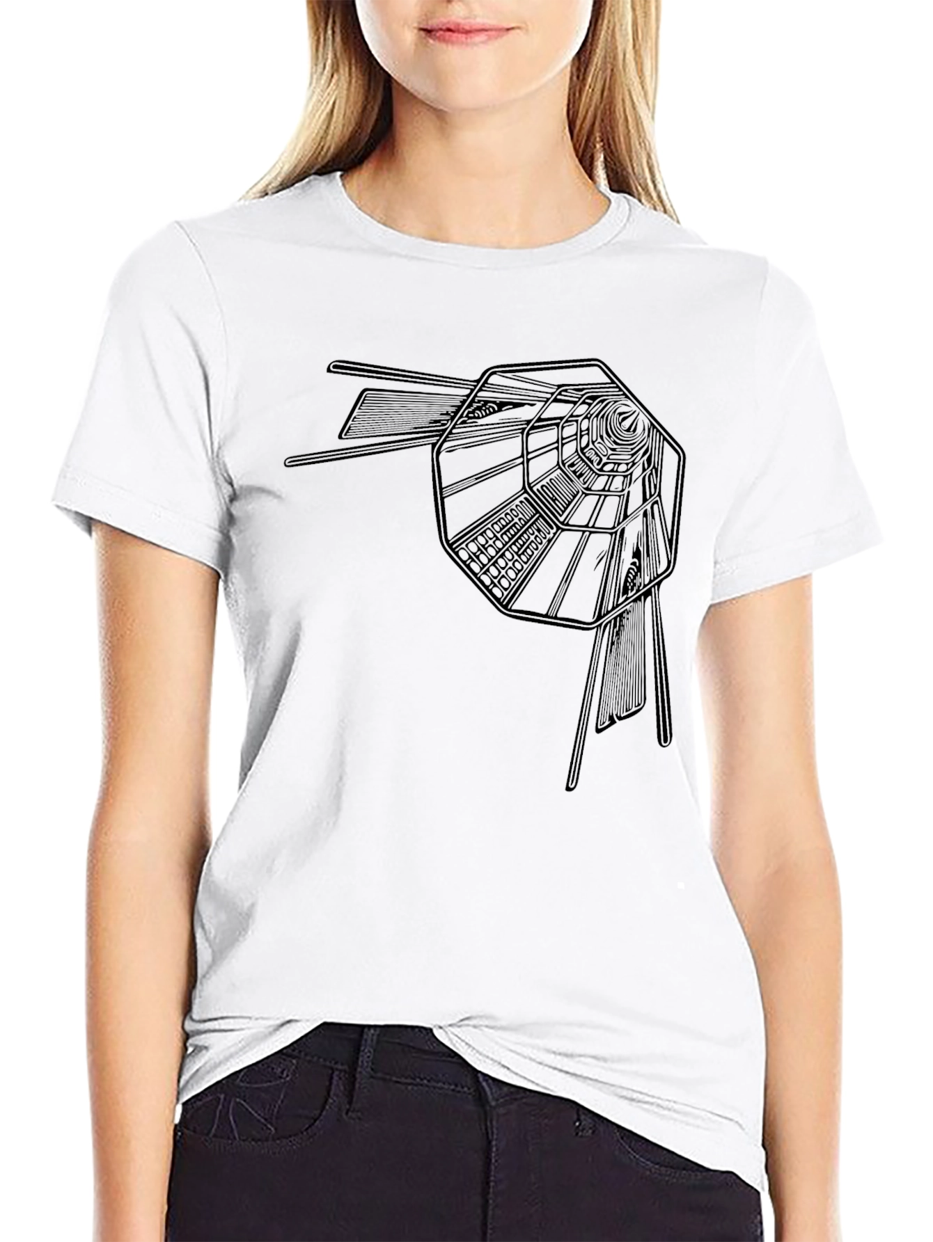 Retro Sci-Fi Tunnel Black Graphic Tee
