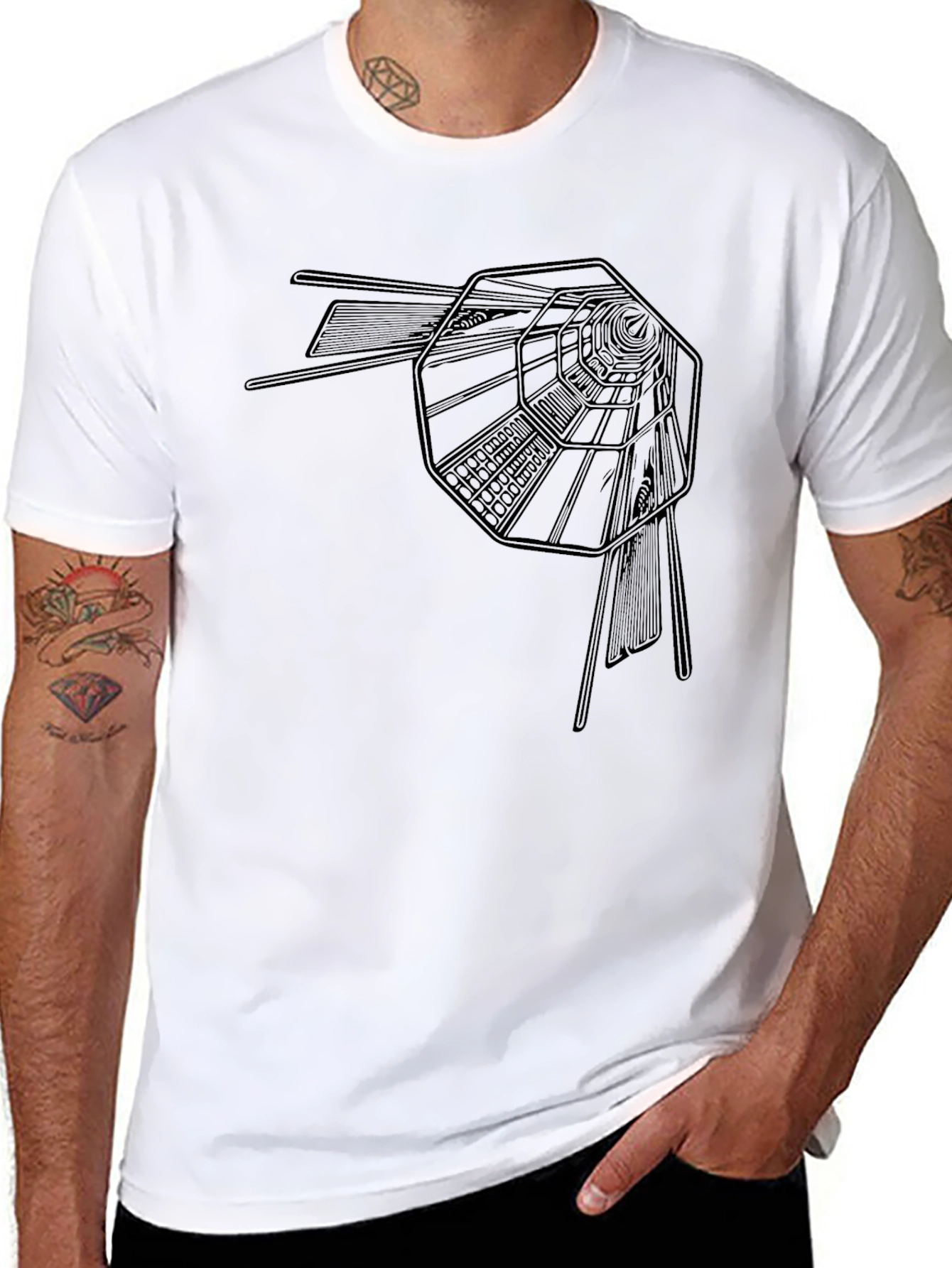 Retro Sci-Fi Tunnel Black Graphic Tee