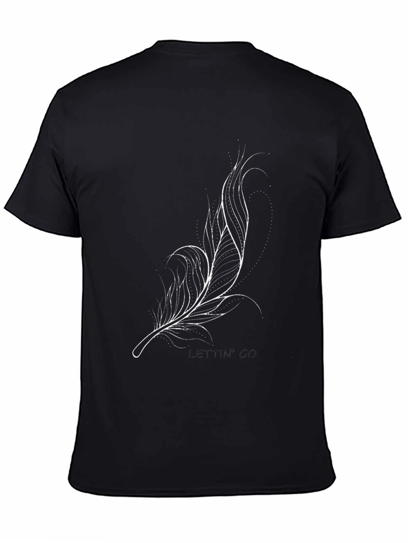Feather Print Black T-Shirt - Let Go