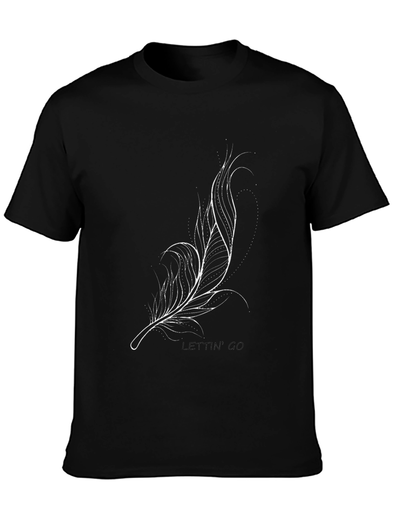 Feather Print Black T-Shirt - Let Go