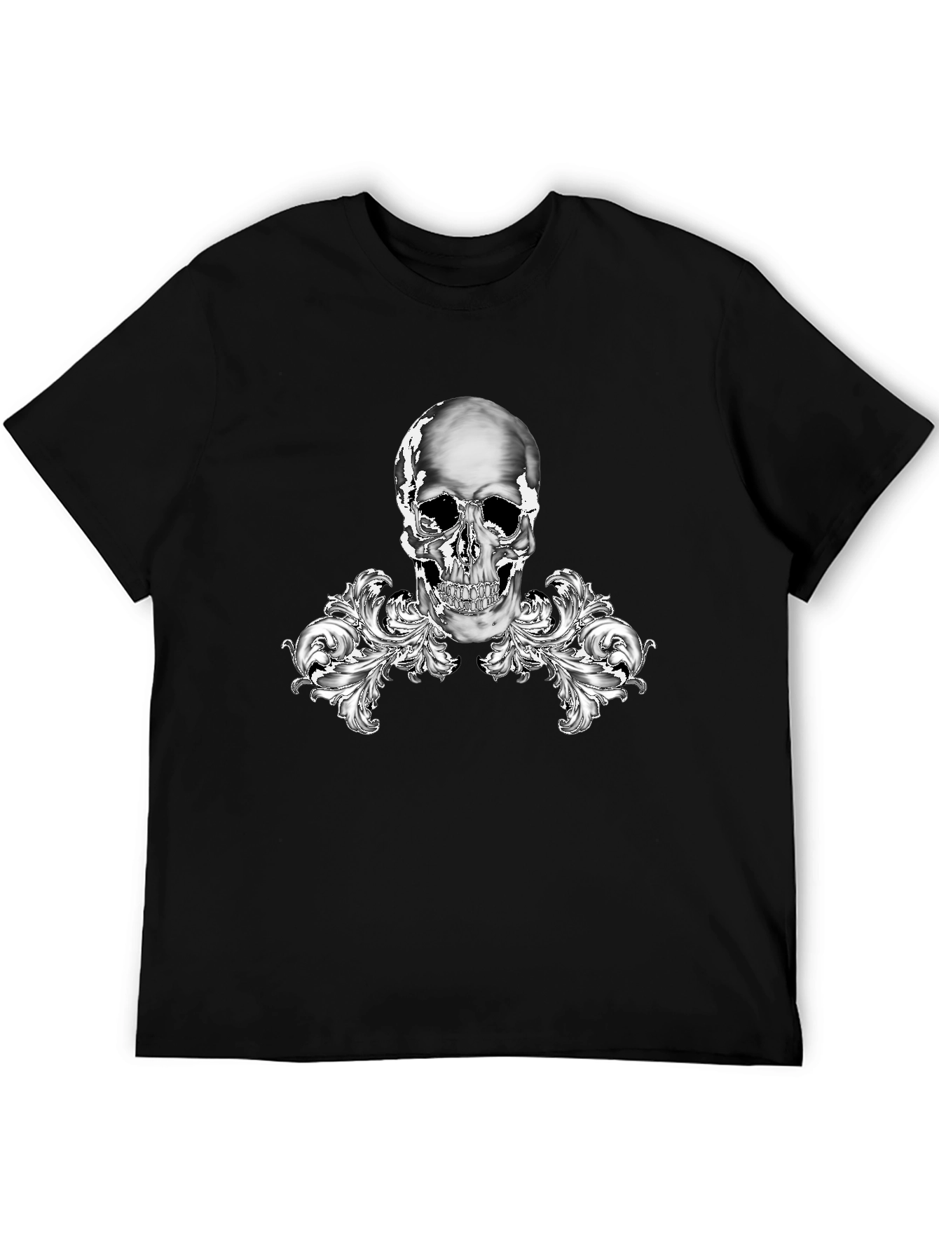 Skull & Flourish Graphic Tee - Stylish Black T-Shirt
