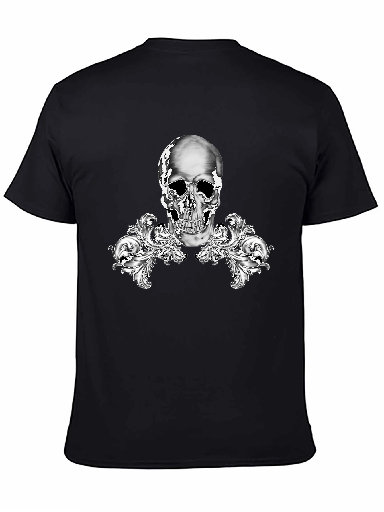 Skull & Flourish Graphic Tee - Stylish Black T-Shirt
