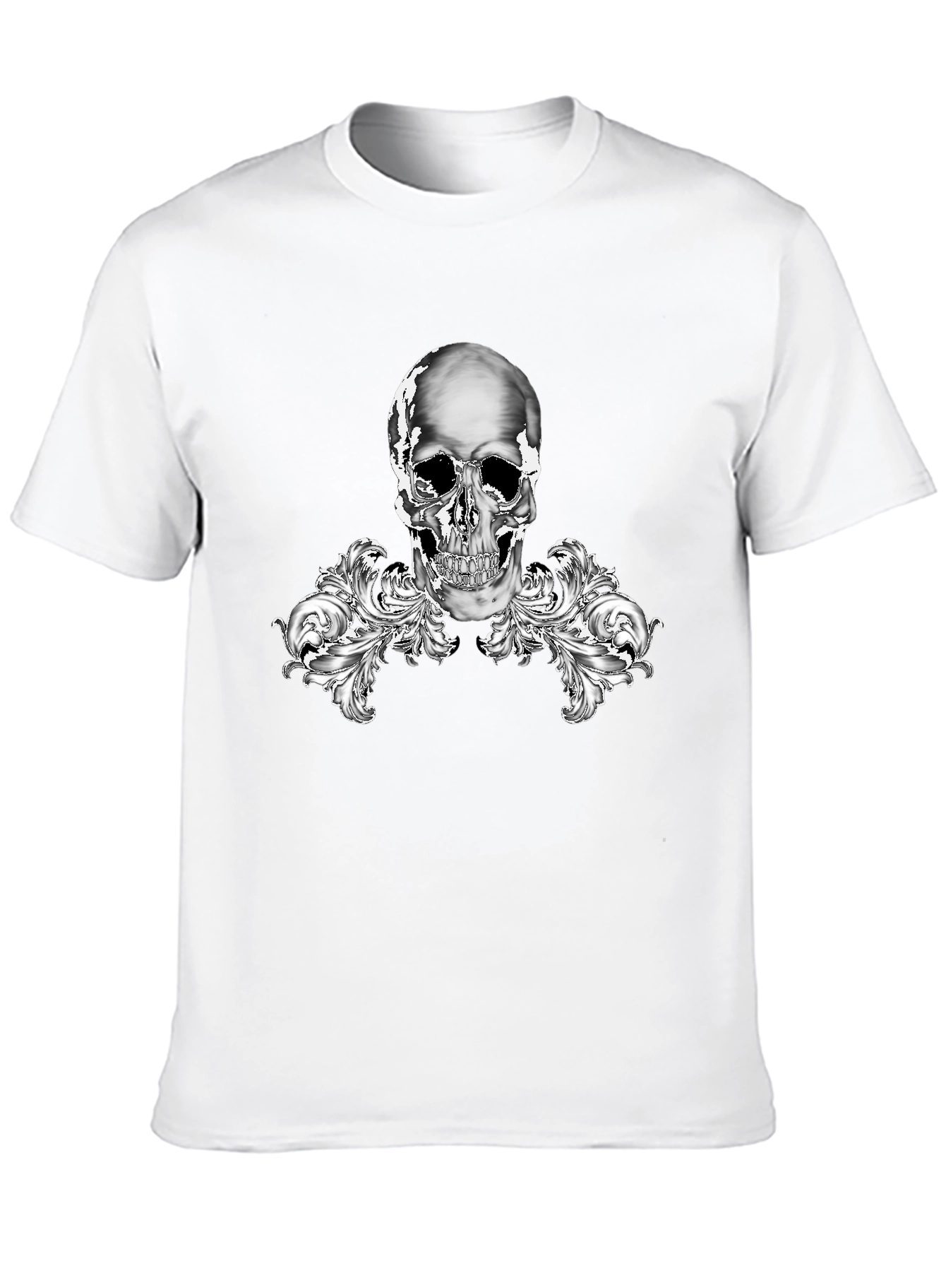 Skull & Flourish Graphic Tee - Stylish Black T-Shirt