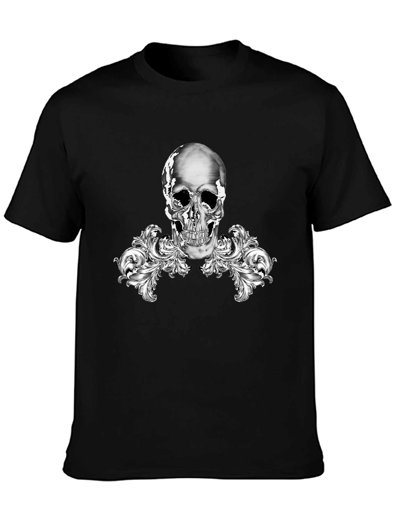 Skull & Flourish Graphic Tee - Stylish Black T-Shirt