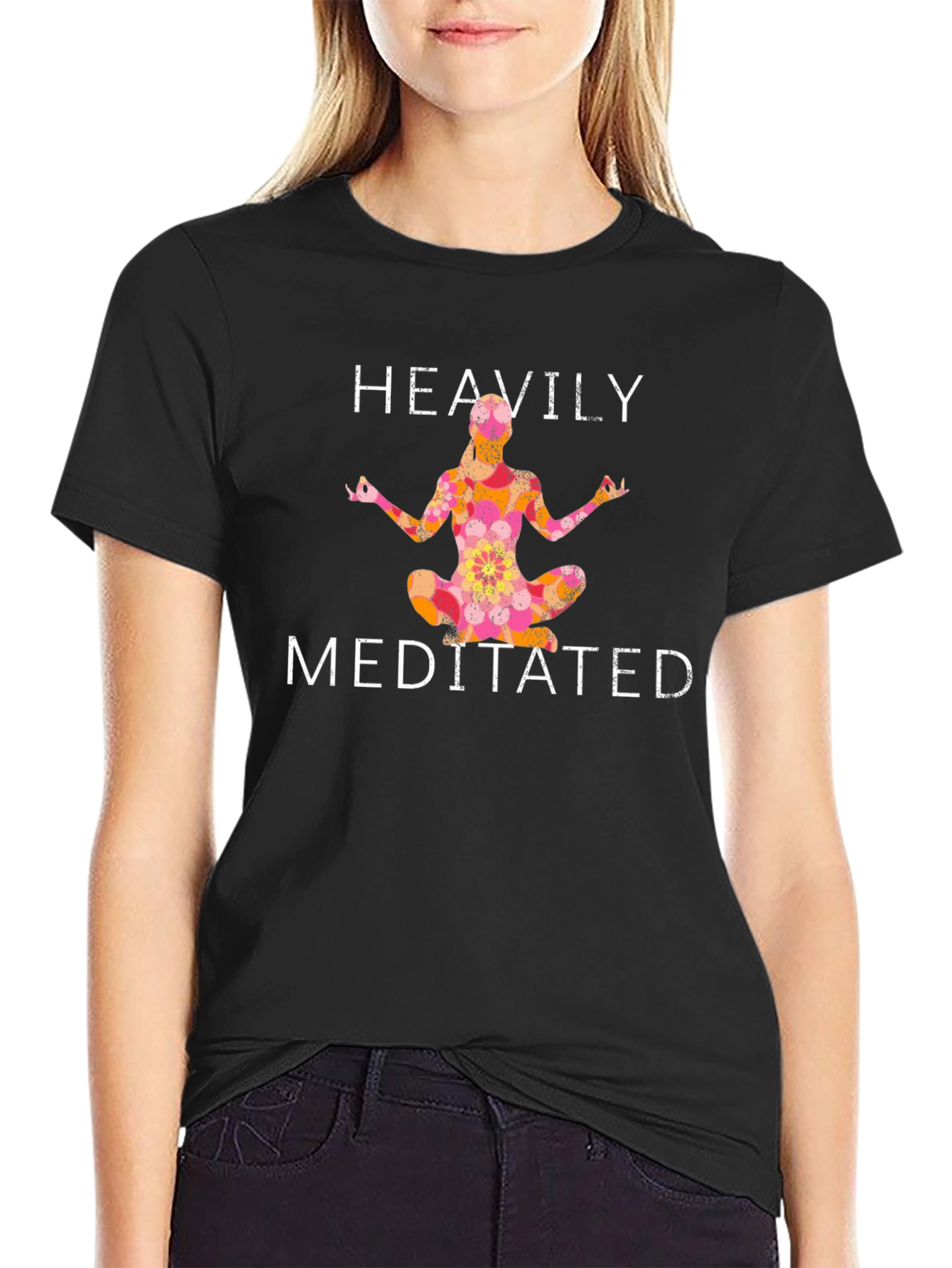 Heavily Meditated Graphic Tee - Black Yoga Shirt