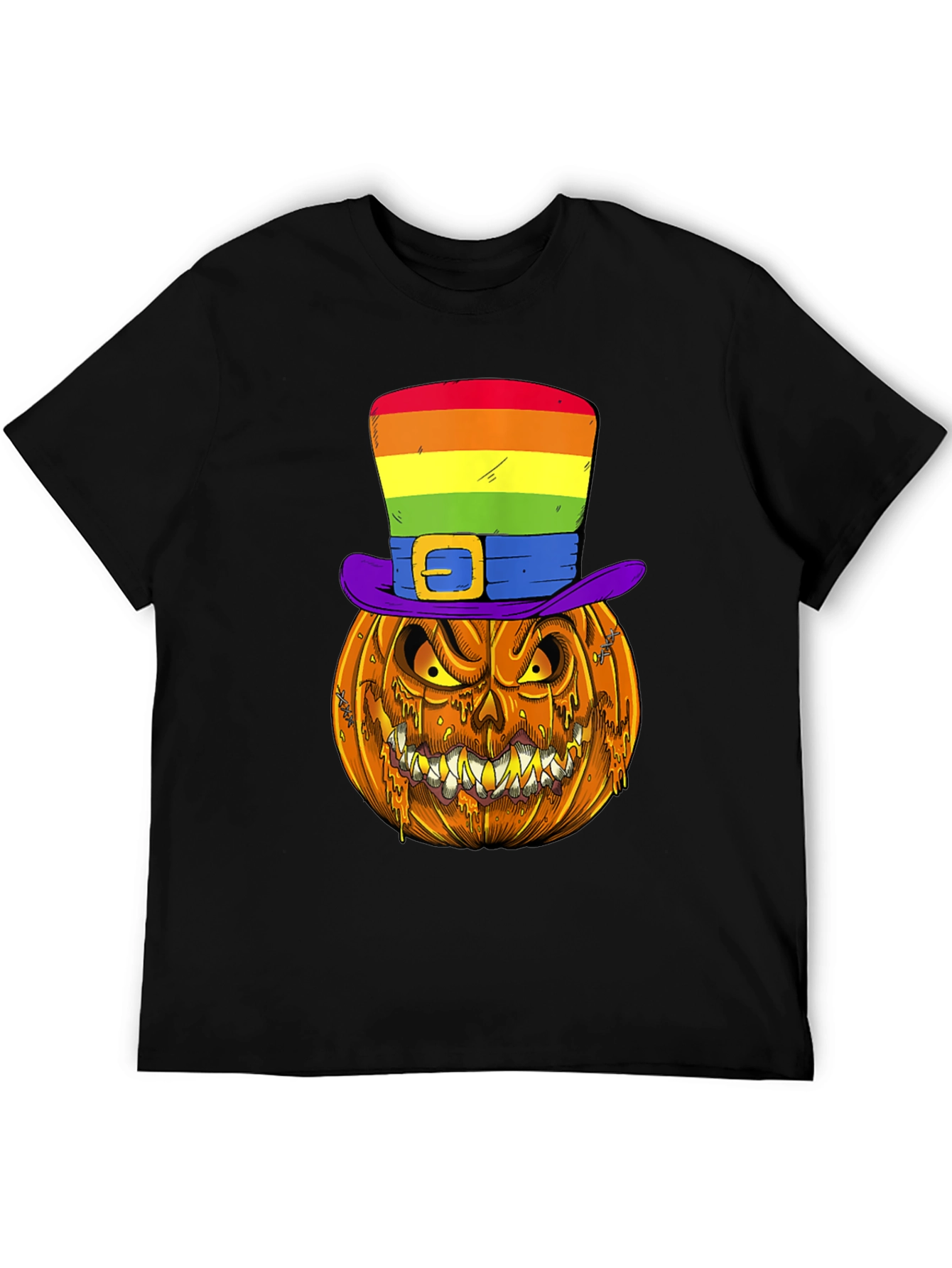 Pumpkin Halloween T-Shirt with Rainbow Hat