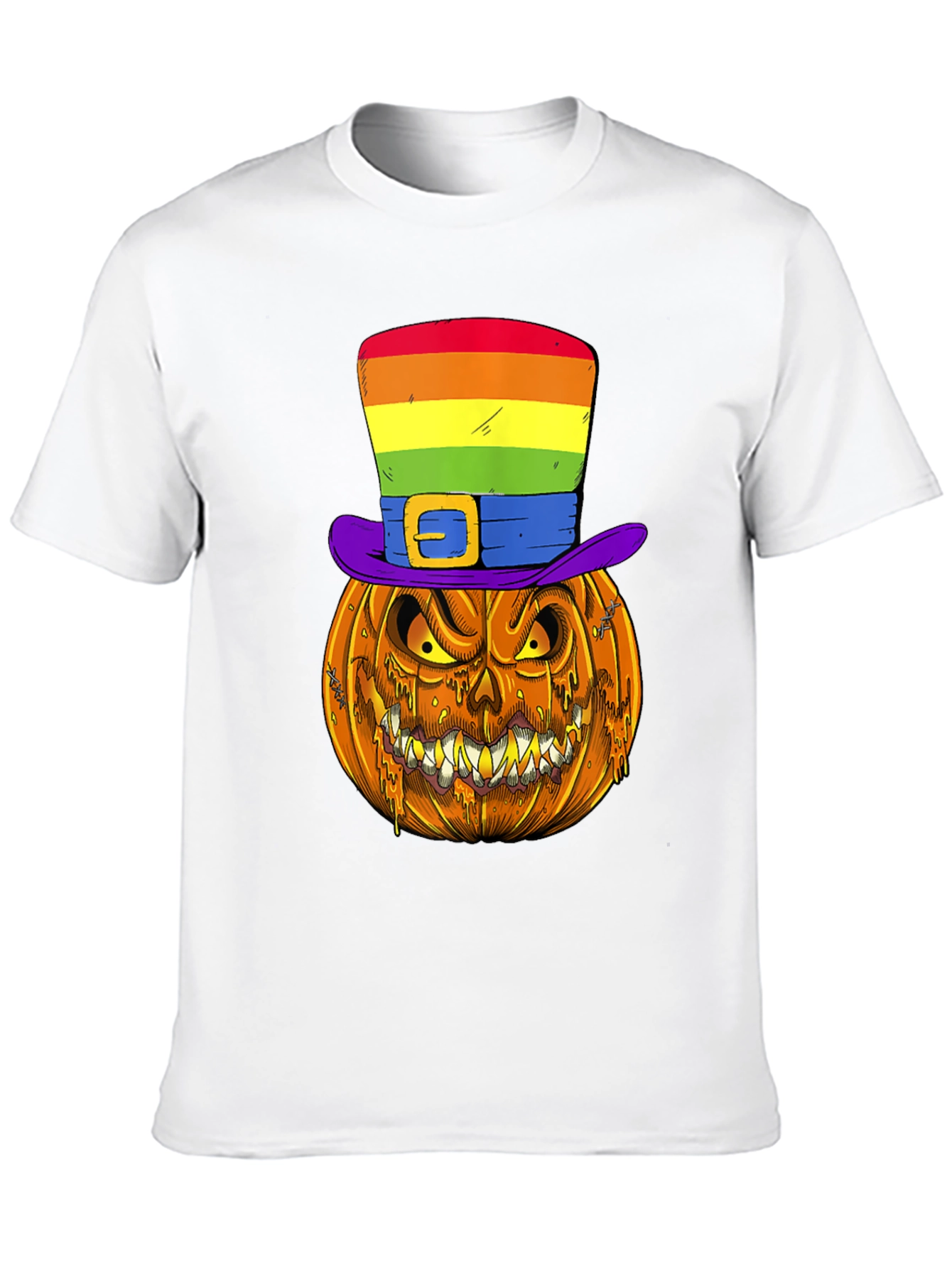 Pumpkin Halloween T-Shirt with Rainbow Hat