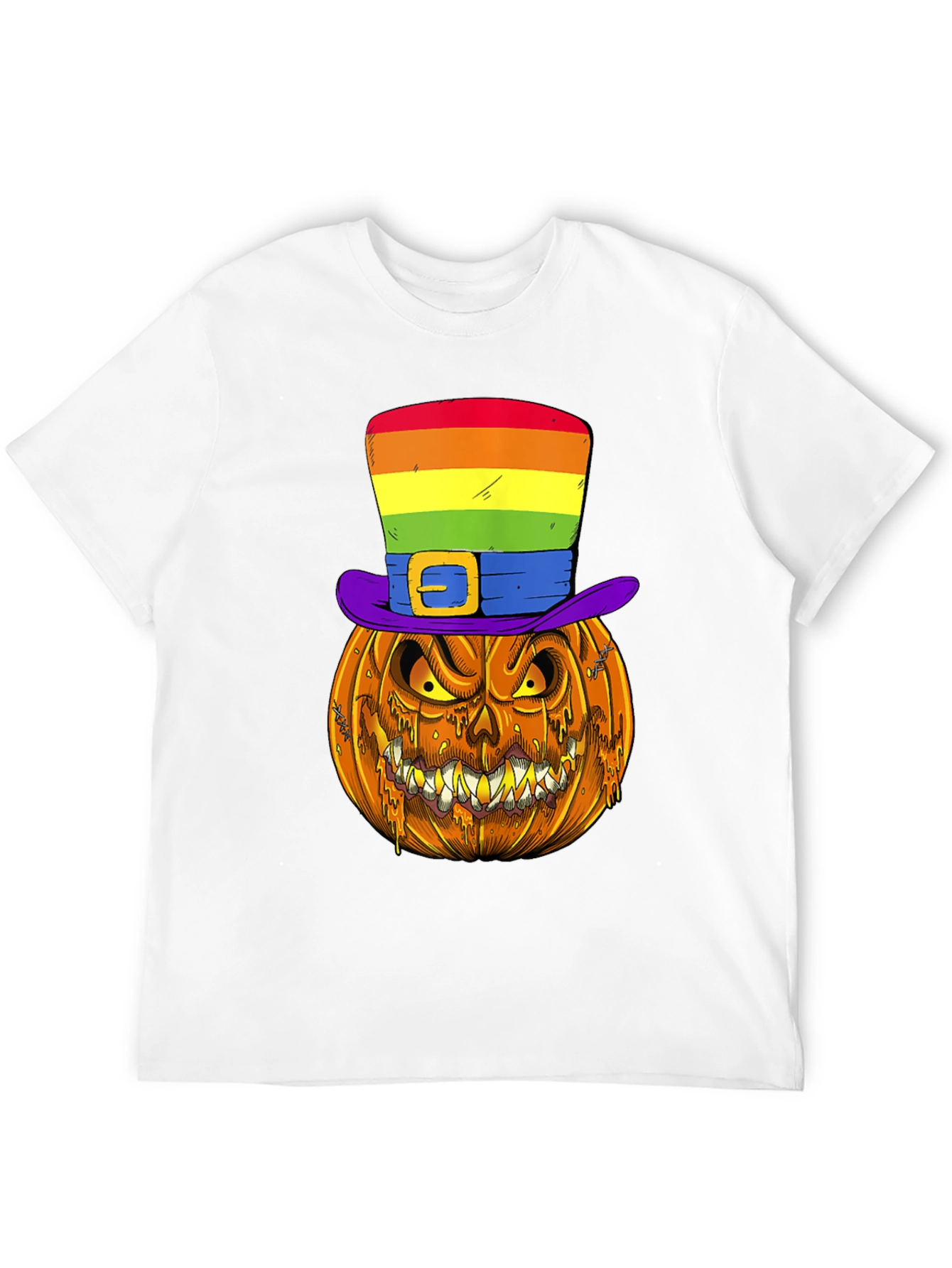 Pumpkin Halloween T-Shirt with Rainbow Hat