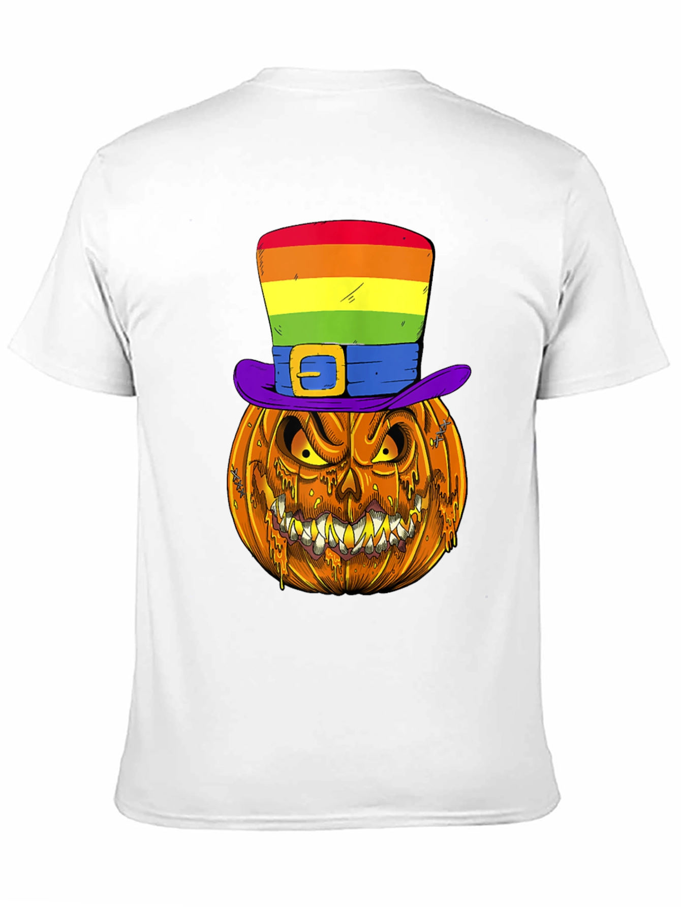 Pumpkin Halloween T-Shirt with Rainbow Hat