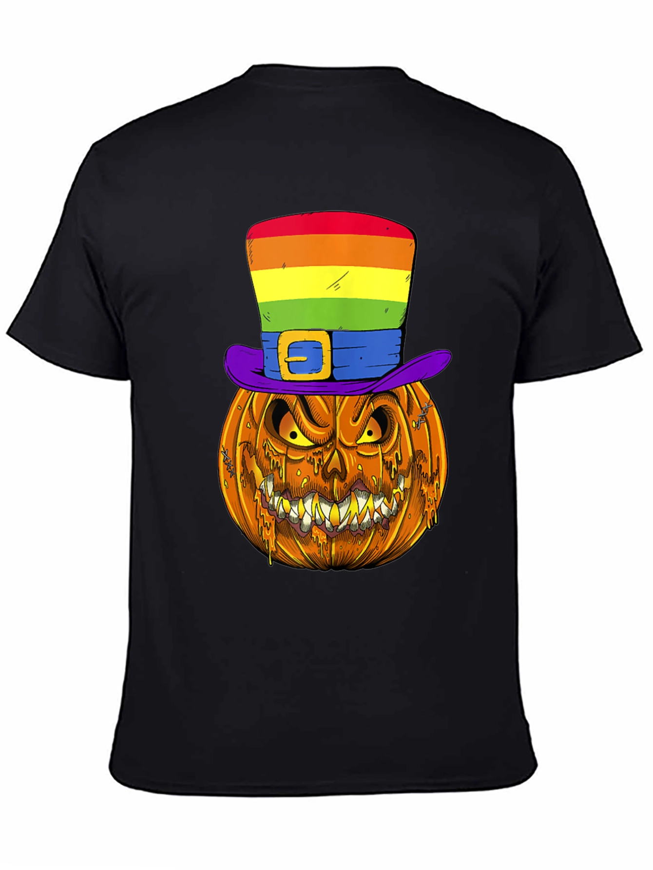 Pumpkin Halloween T-Shirt with Rainbow Hat