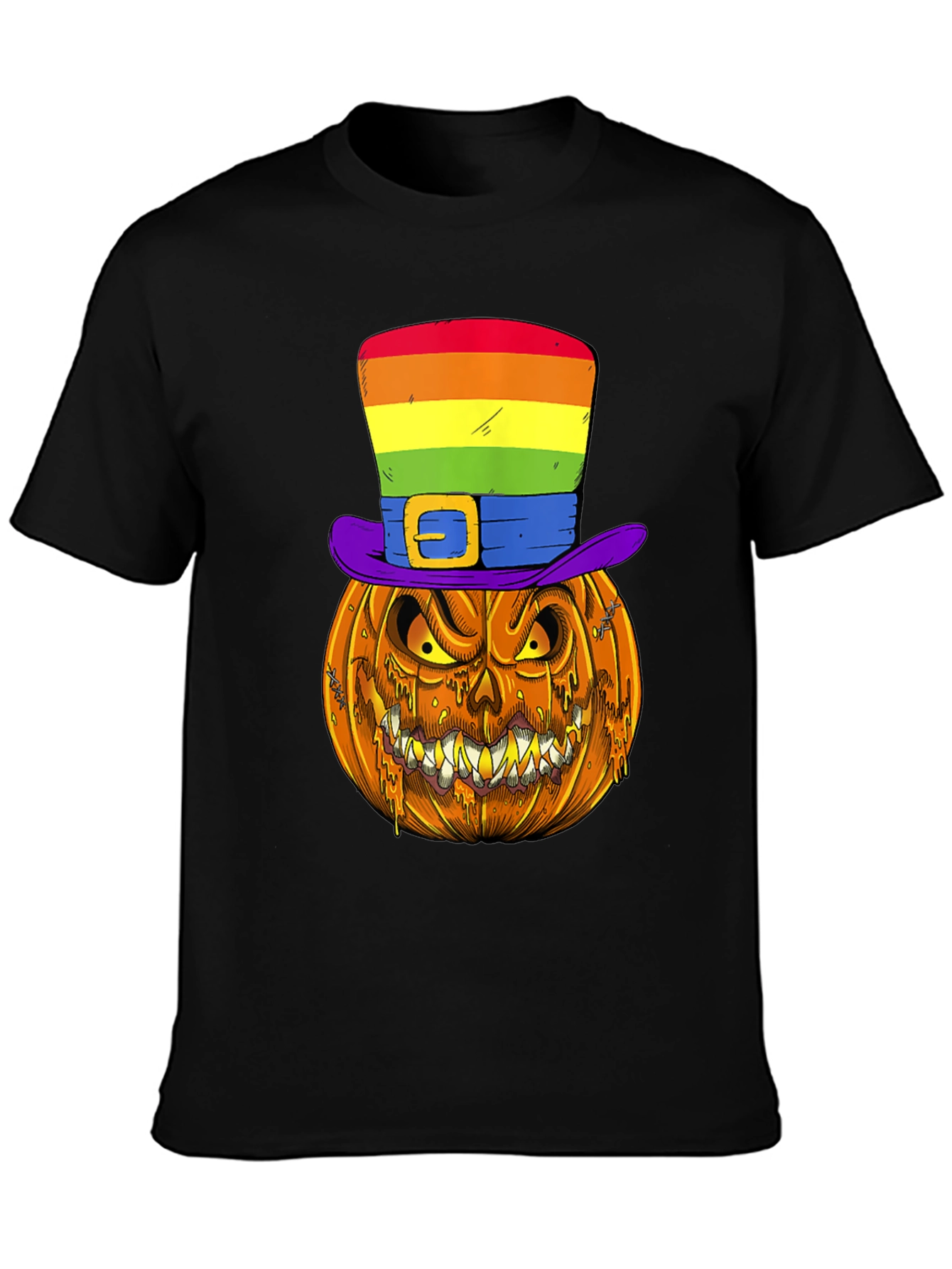 Pumpkin Halloween T-Shirt with Rainbow Hat