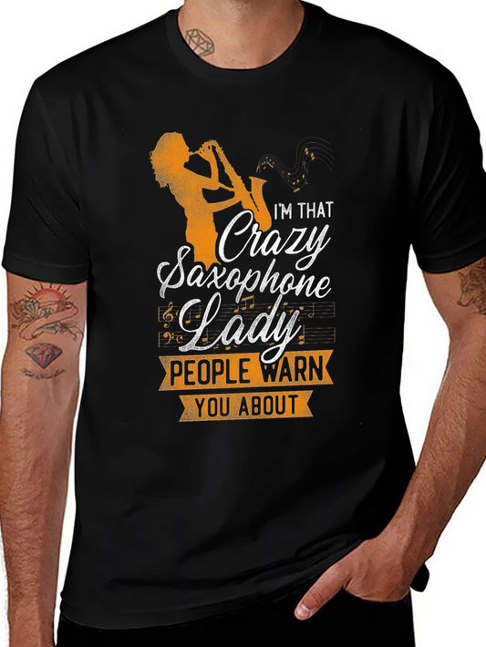 Crazy Saxophone Lady Graphic T-Shirt