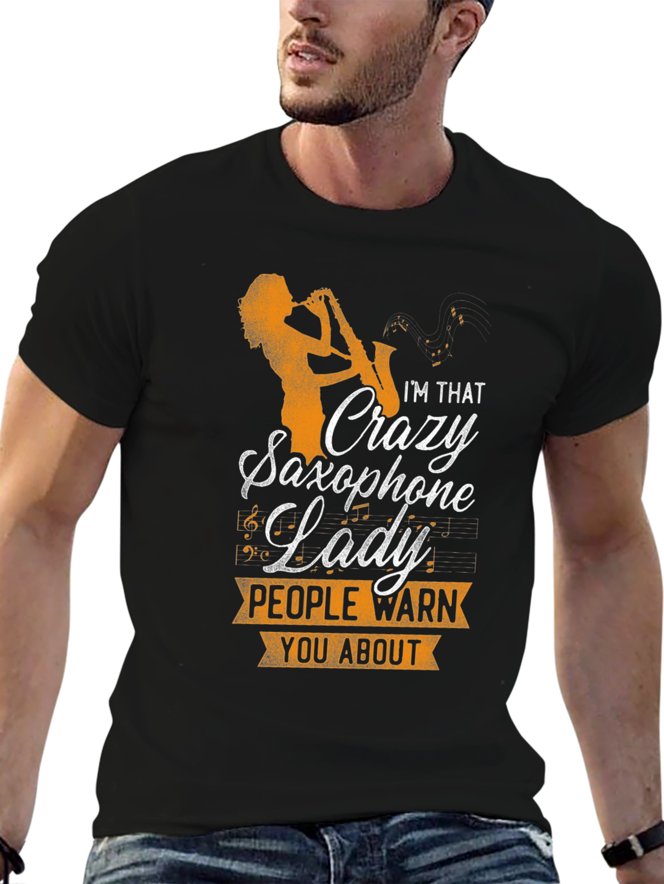 Crazy Saxophone Lady Graphic T-Shirt