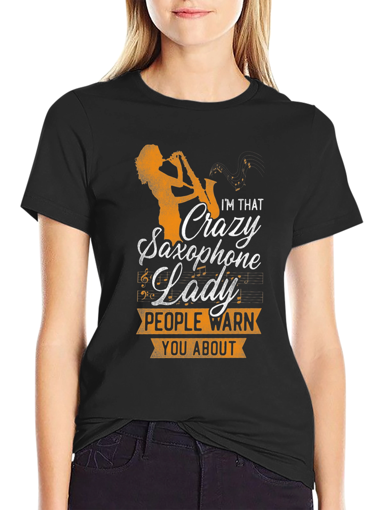 Crazy Saxophone Lady Graphic T-Shirt