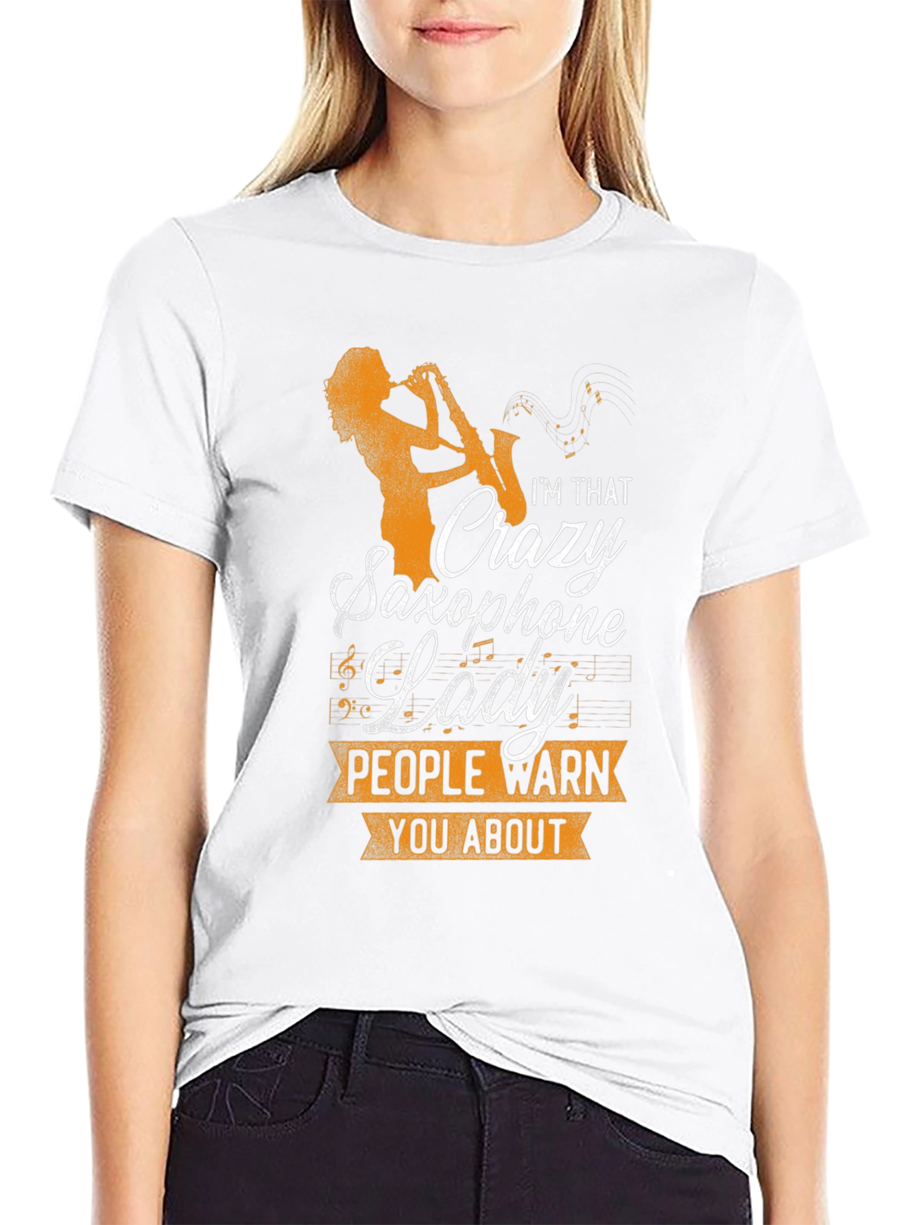 Crazy Saxophone Lady Graphic T-Shirt