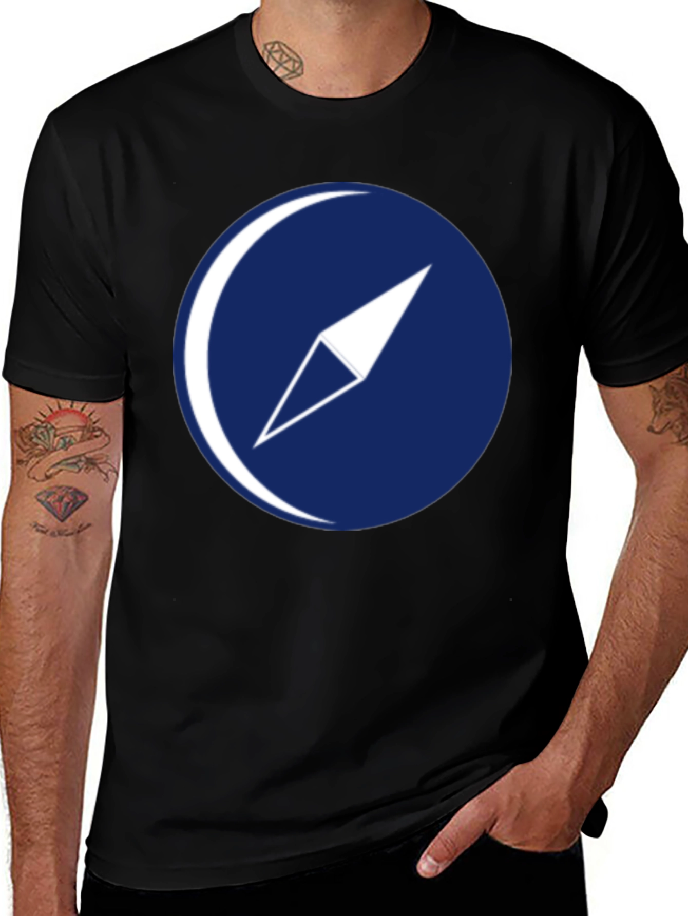 Compass Graphic T-Shirt - Dark Blue Logo