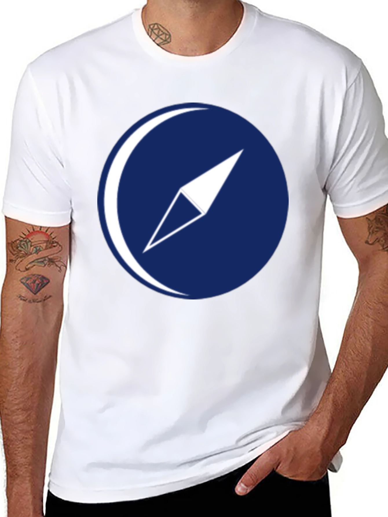 Compass Graphic T-Shirt - Dark Blue Logo
