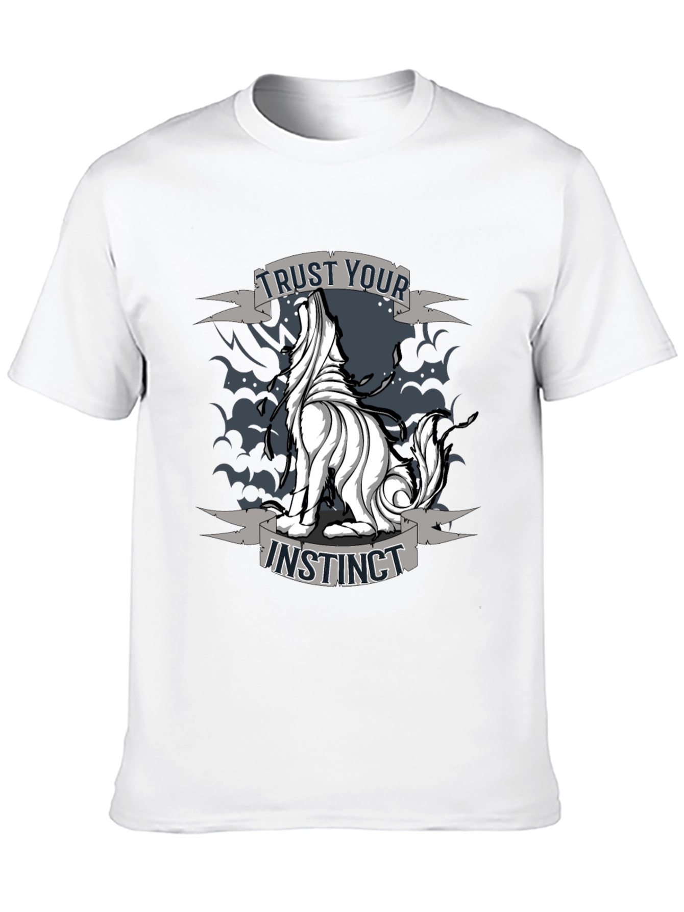 Trust Your Instinct Wolf Graphic Tee - Black