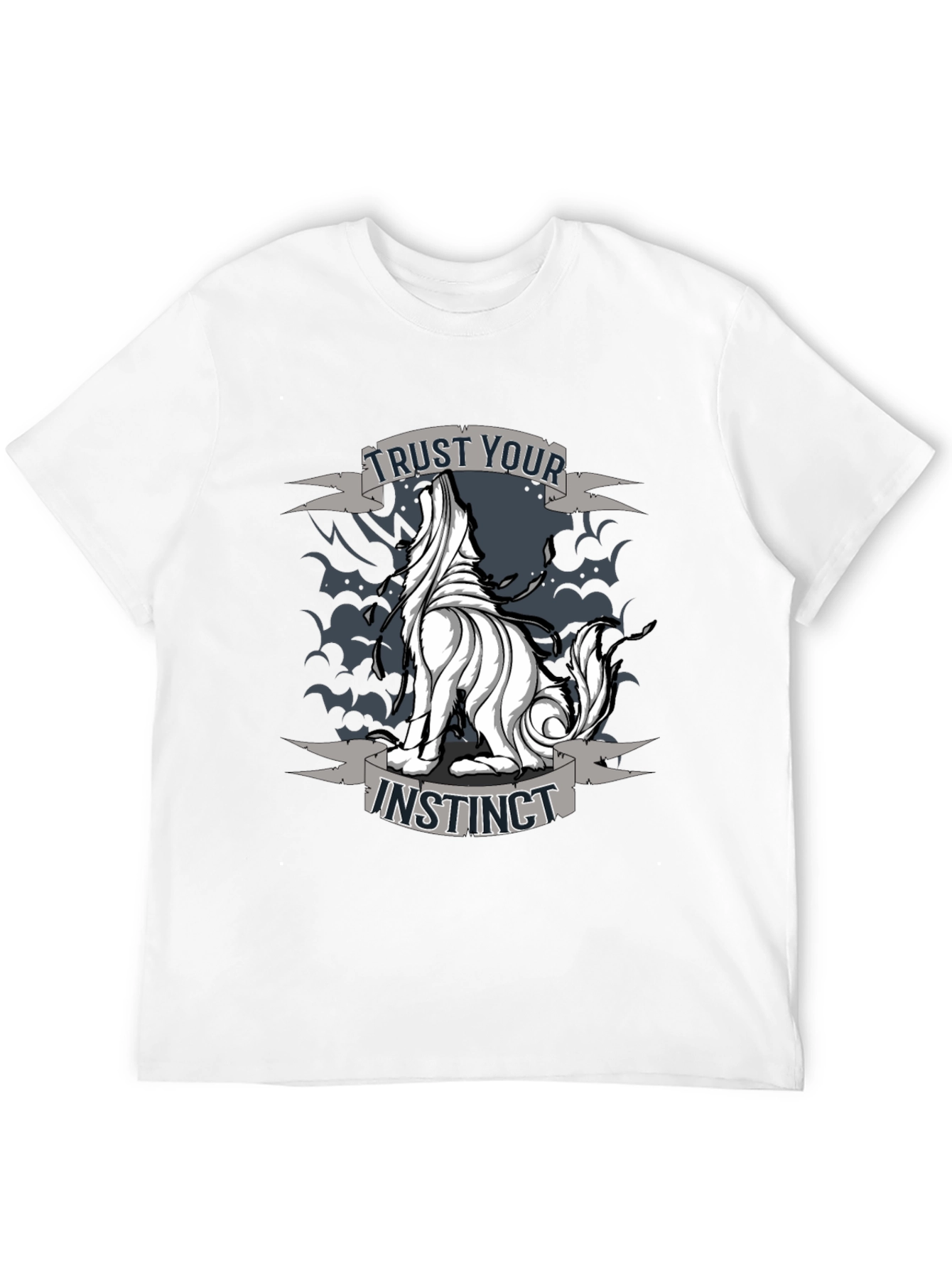Trust Your Instinct Wolf Graphic Tee - Black
