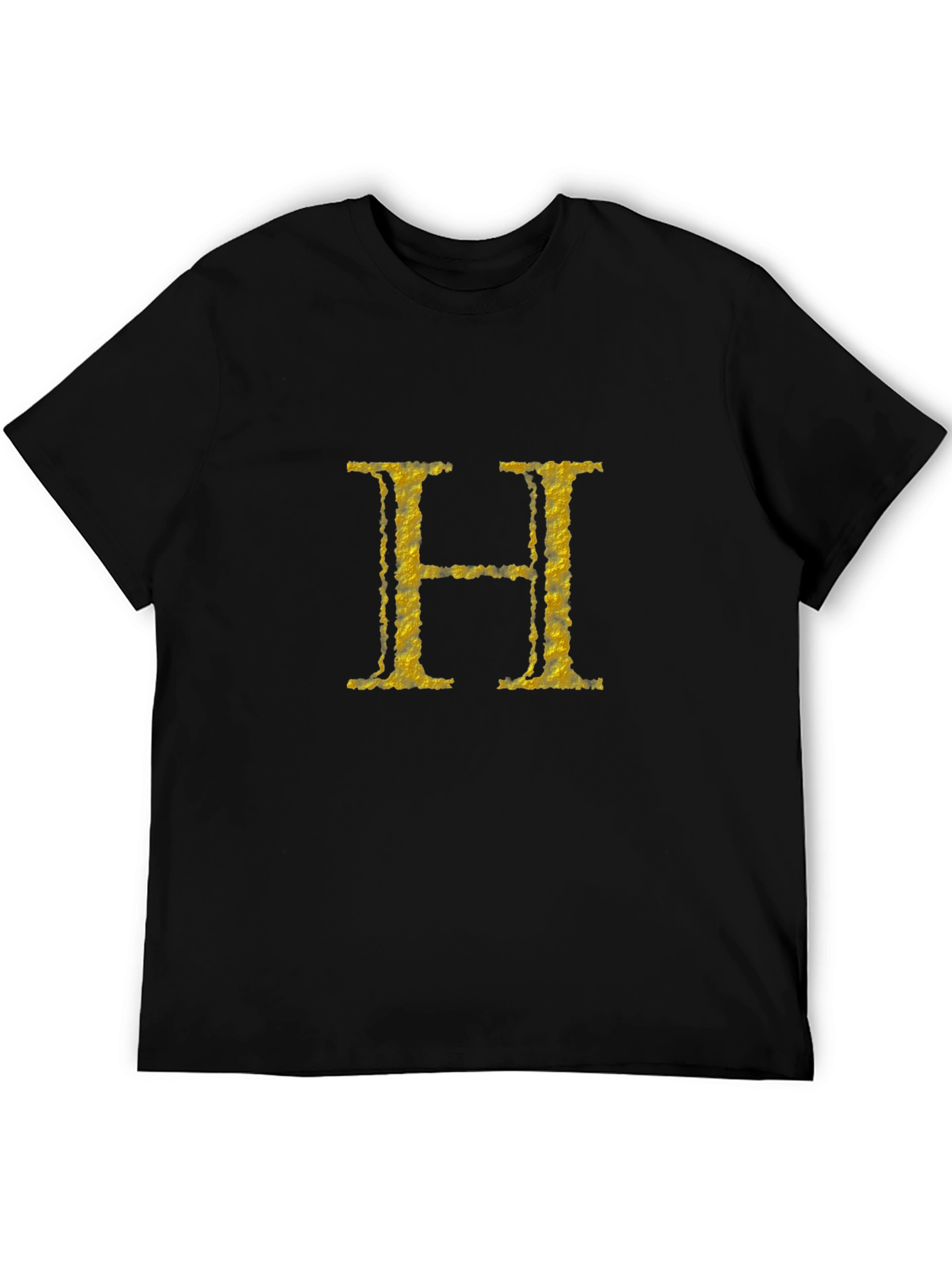Black Tee with Gold H Initial