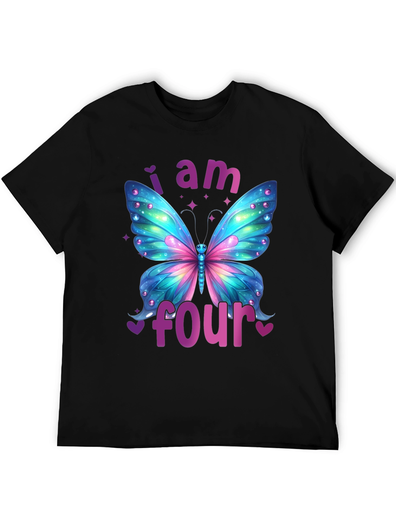 I am Four Butterfly Birthday T-Shirt