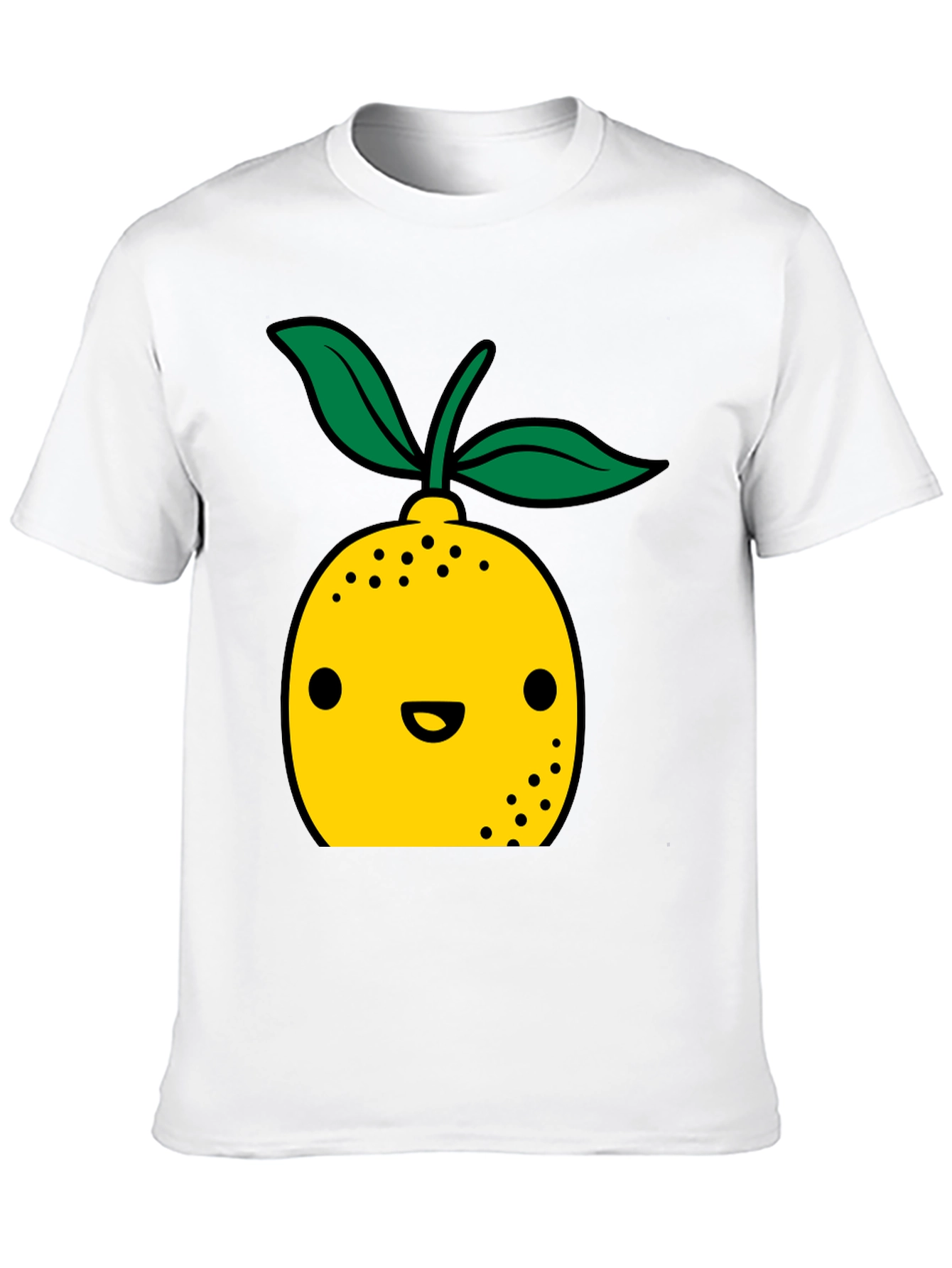 Cute Lemon Cartoon Graphic Black T-Shirt