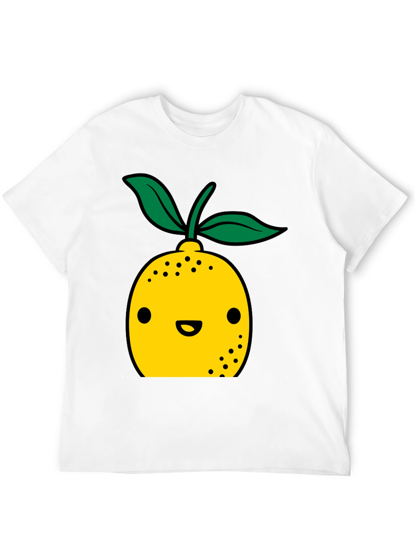 Cute Lemon Cartoon Graphic Black T-Shirt