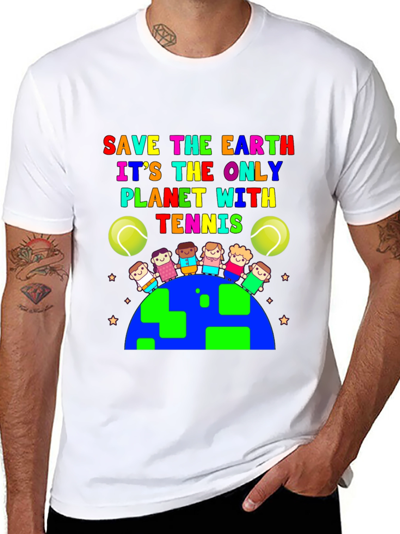 Save the Earth Tennis Graphic T-Shirt