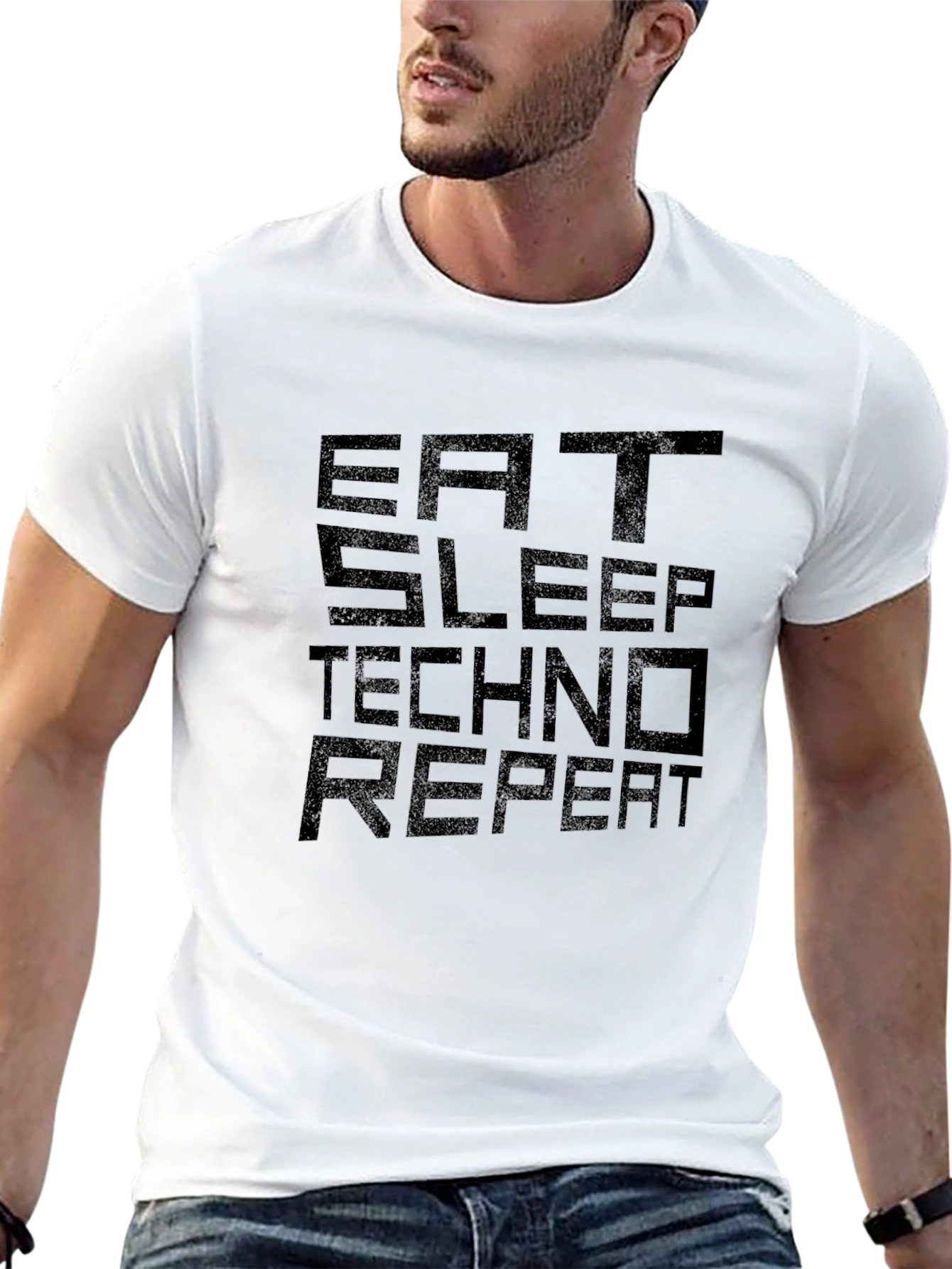 Eat Sleep Techno Repeat Black Graphic Tee