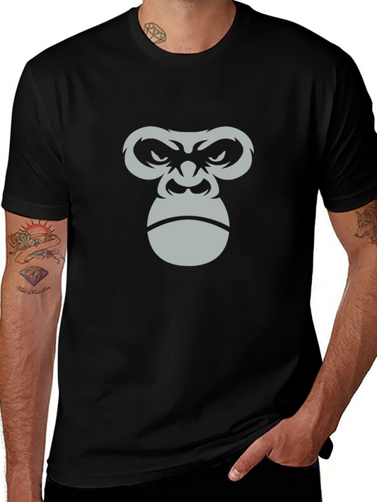 Mens Black T-Shirt with Gorilla Face Graphic