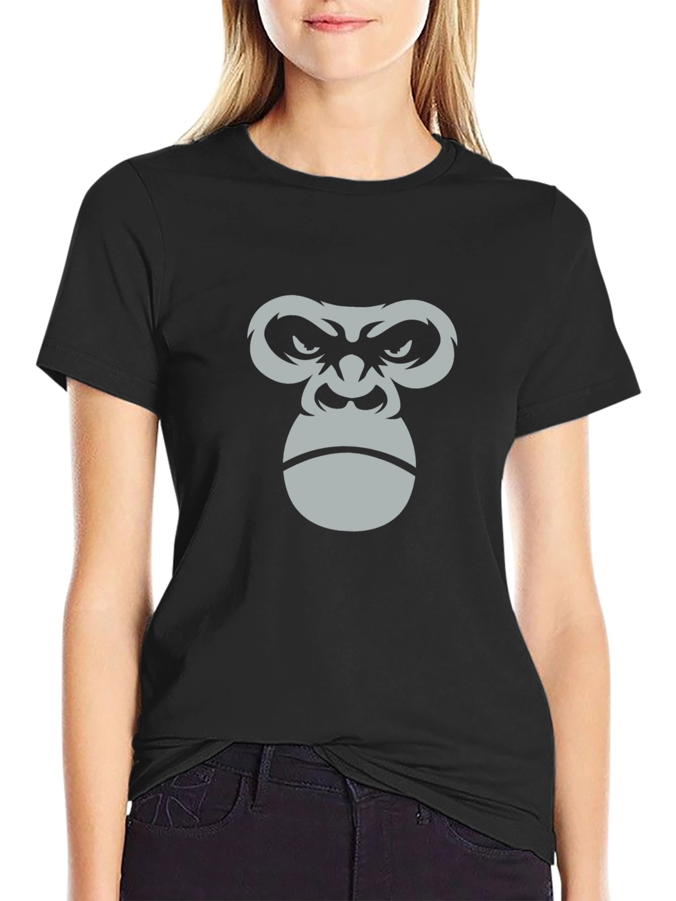 Mens Black T-Shirt with Gorilla Face Graphic
