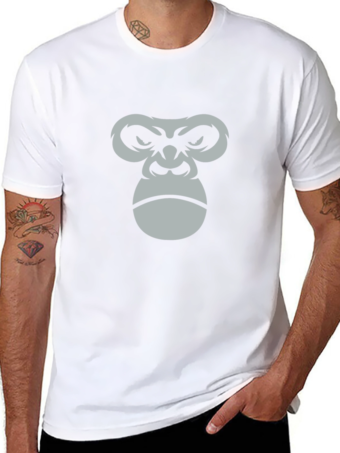 Mens Black T-Shirt with Gorilla Face Graphic