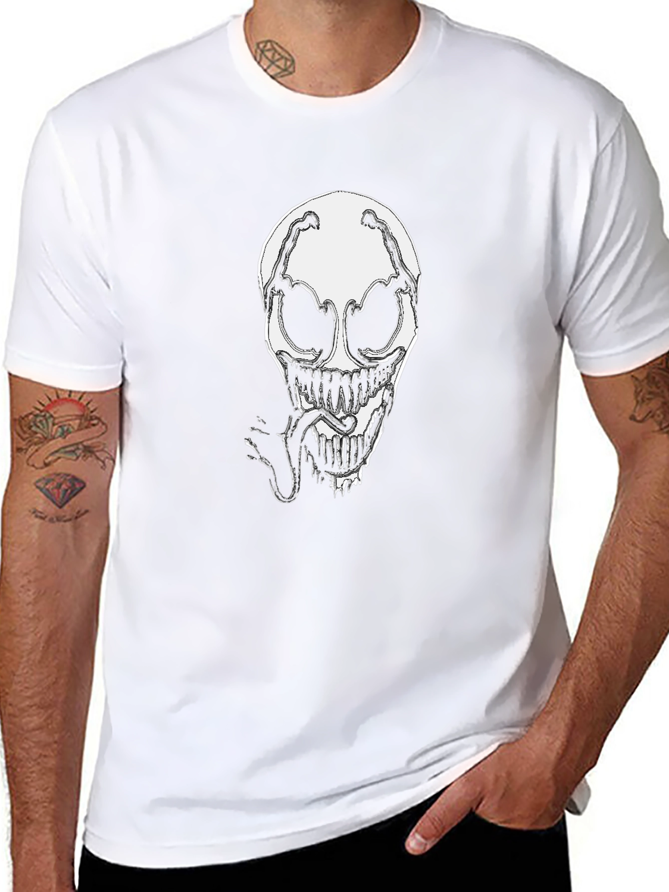 Venomous Skull Graphic Tee - Black Cotton