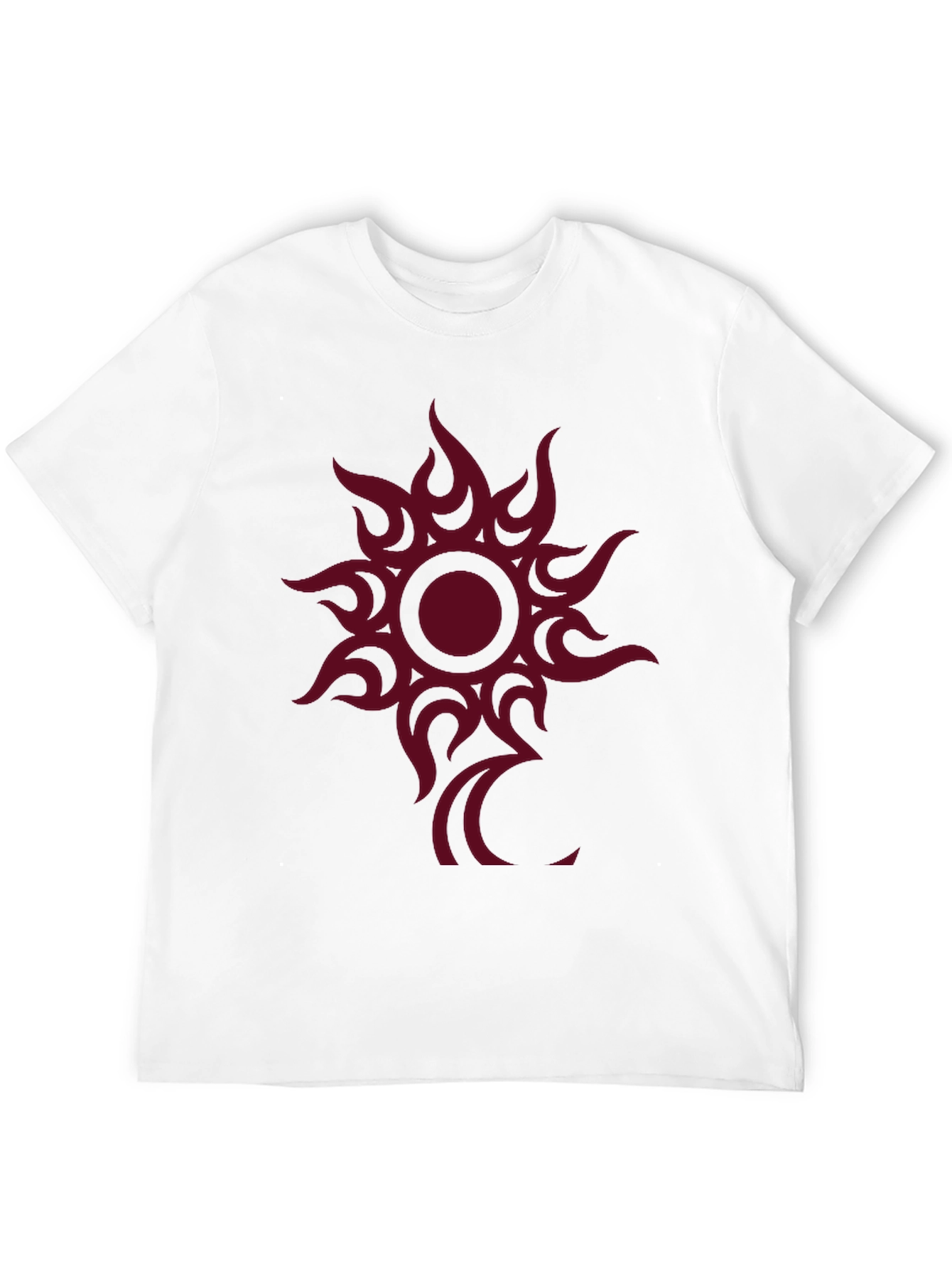 Black Tee with Tribal Sun Graphic Print