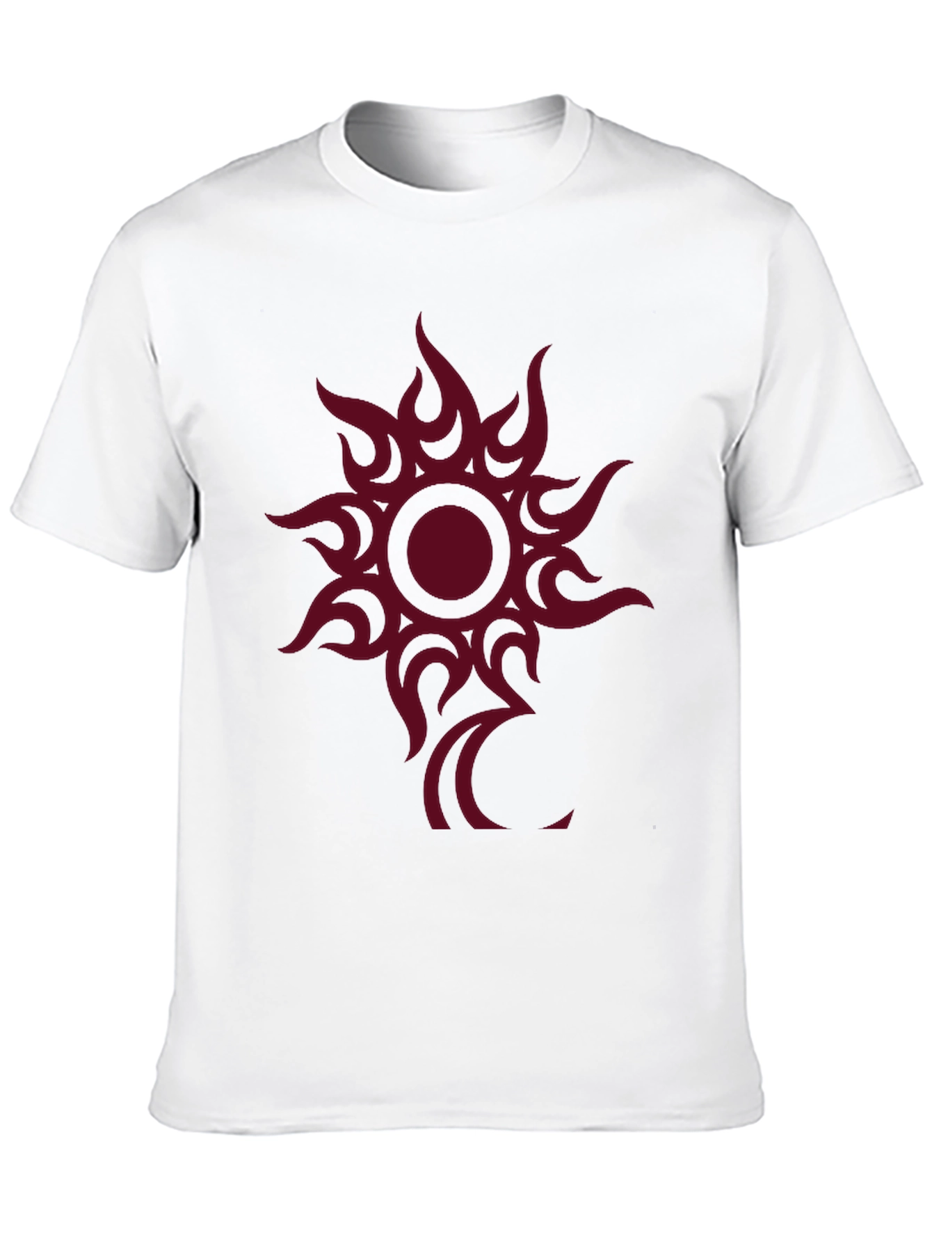 Black Tee with Tribal Sun Graphic Print