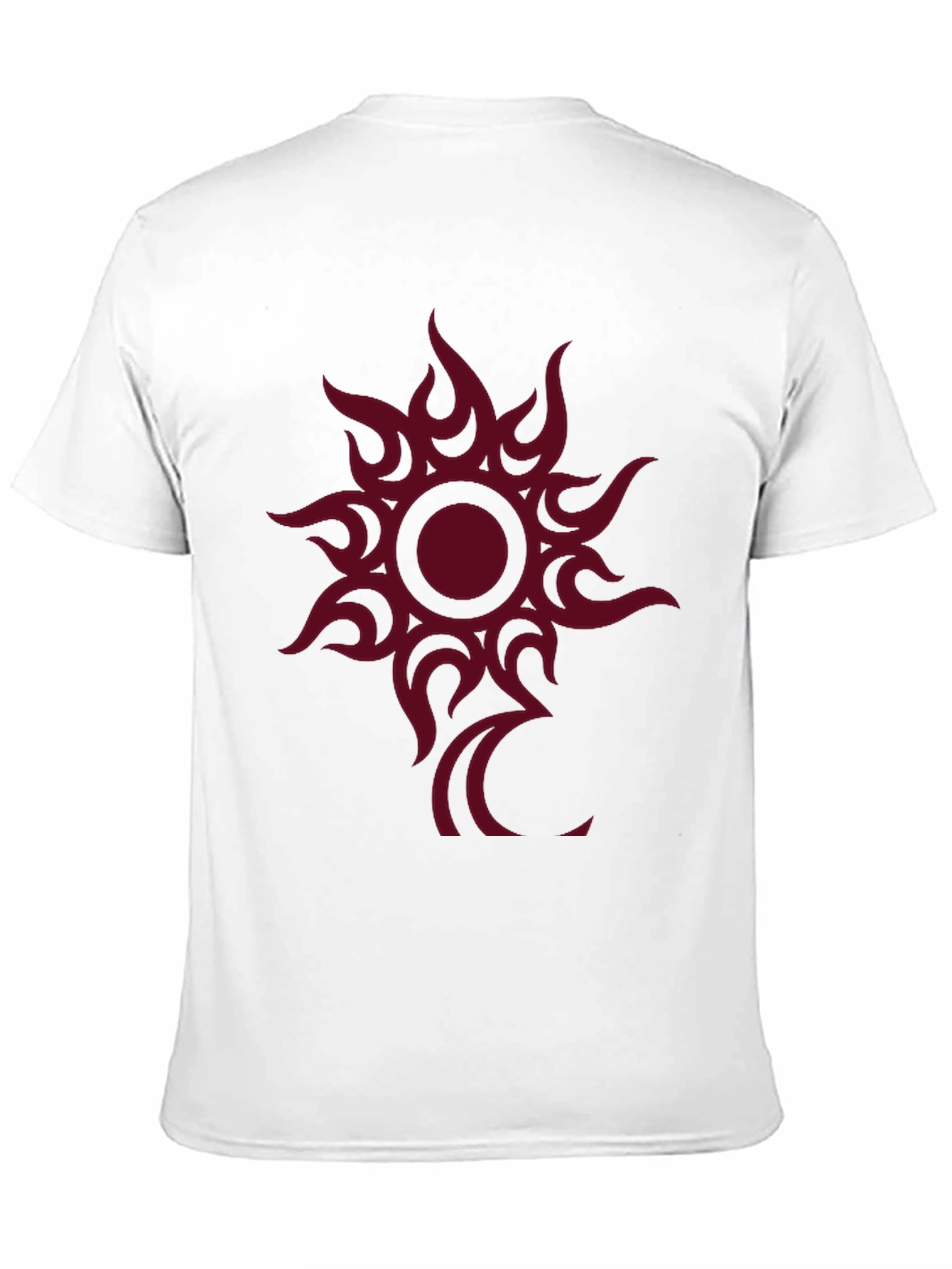 Black Tee with Tribal Sun Graphic Print