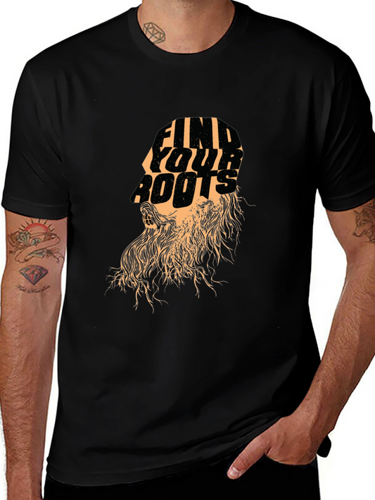 Find Your Roots Graphic Print Tee - Stylish Black T-Shirt