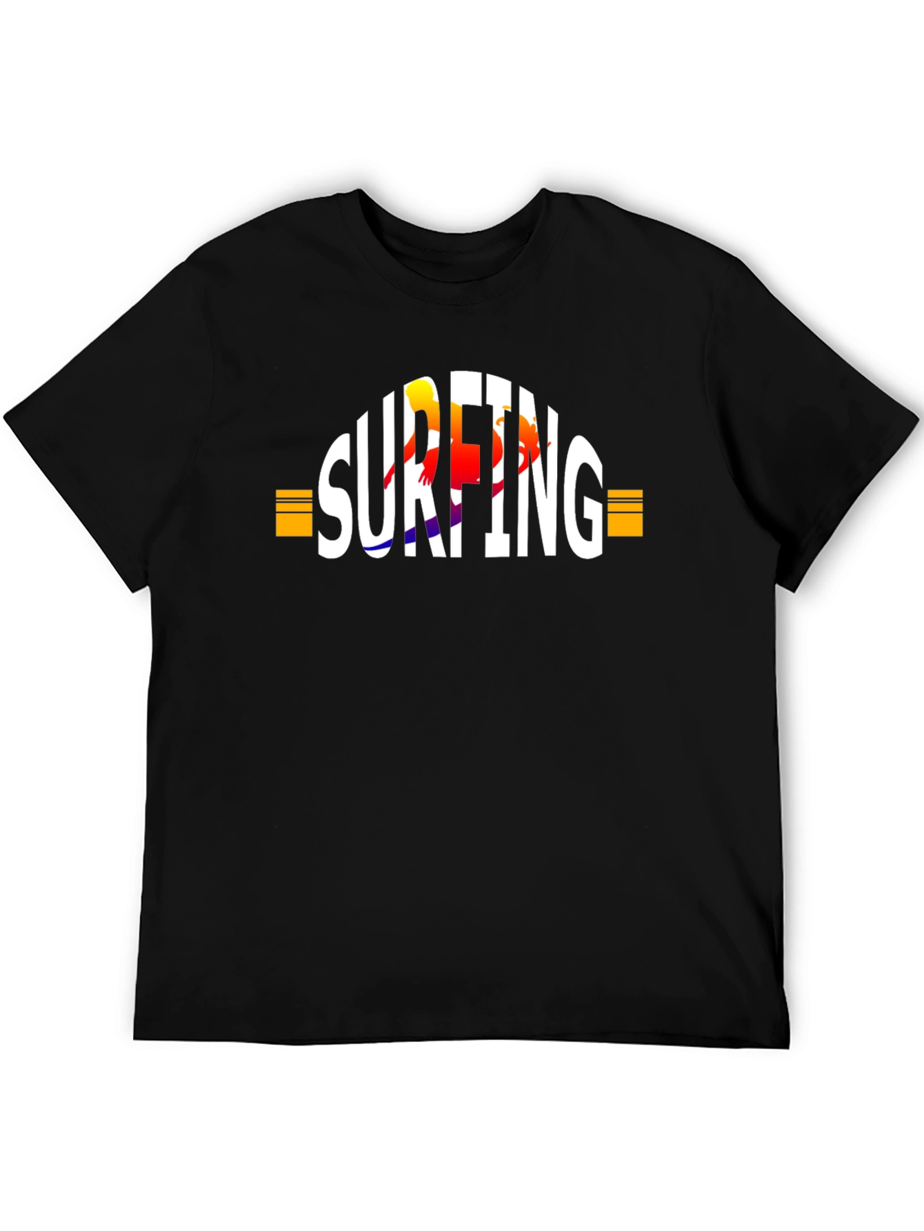 Surfing Graphic T-Shirt - Black Cotton Tee