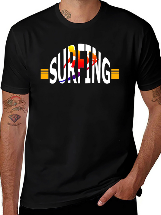 Surfing Graphic T-Shirt - Black Cotton Tee