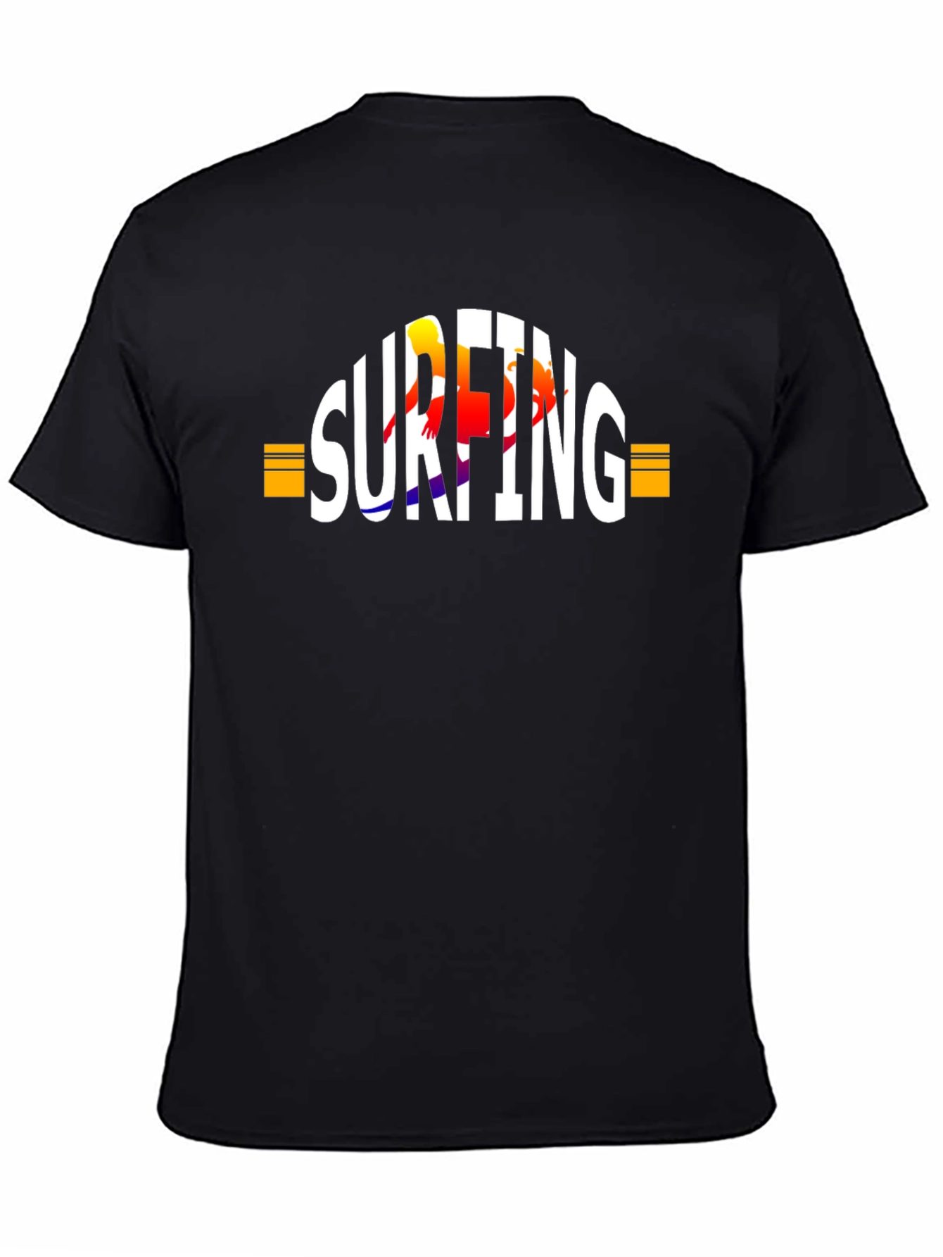 Surfing Graphic T-Shirt - Black Cotton Tee