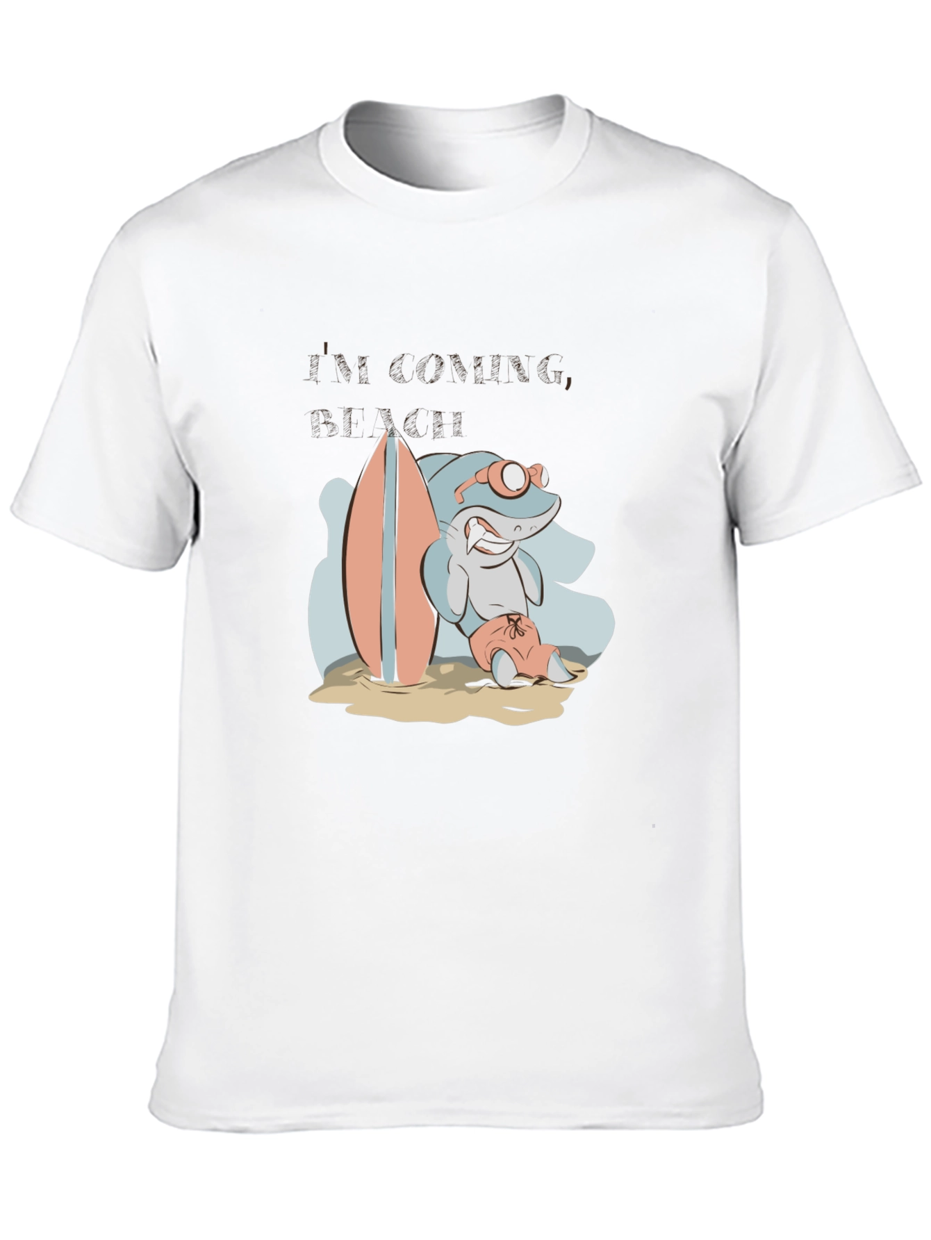 Surfing Shark Graphic Tee - Black Cotton T-Shirt
