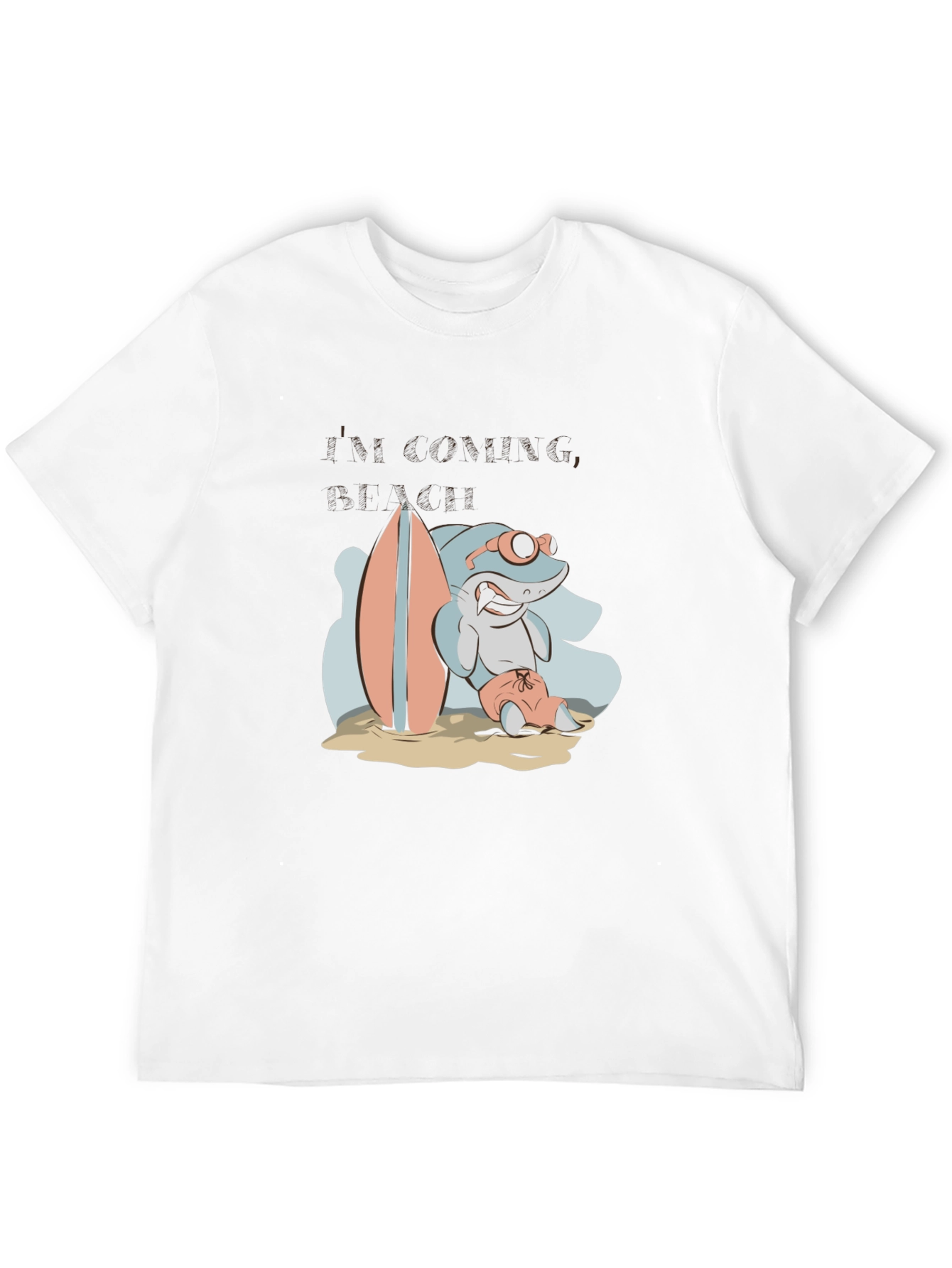 Surfing Shark Graphic Tee - Black Cotton T-Shirt