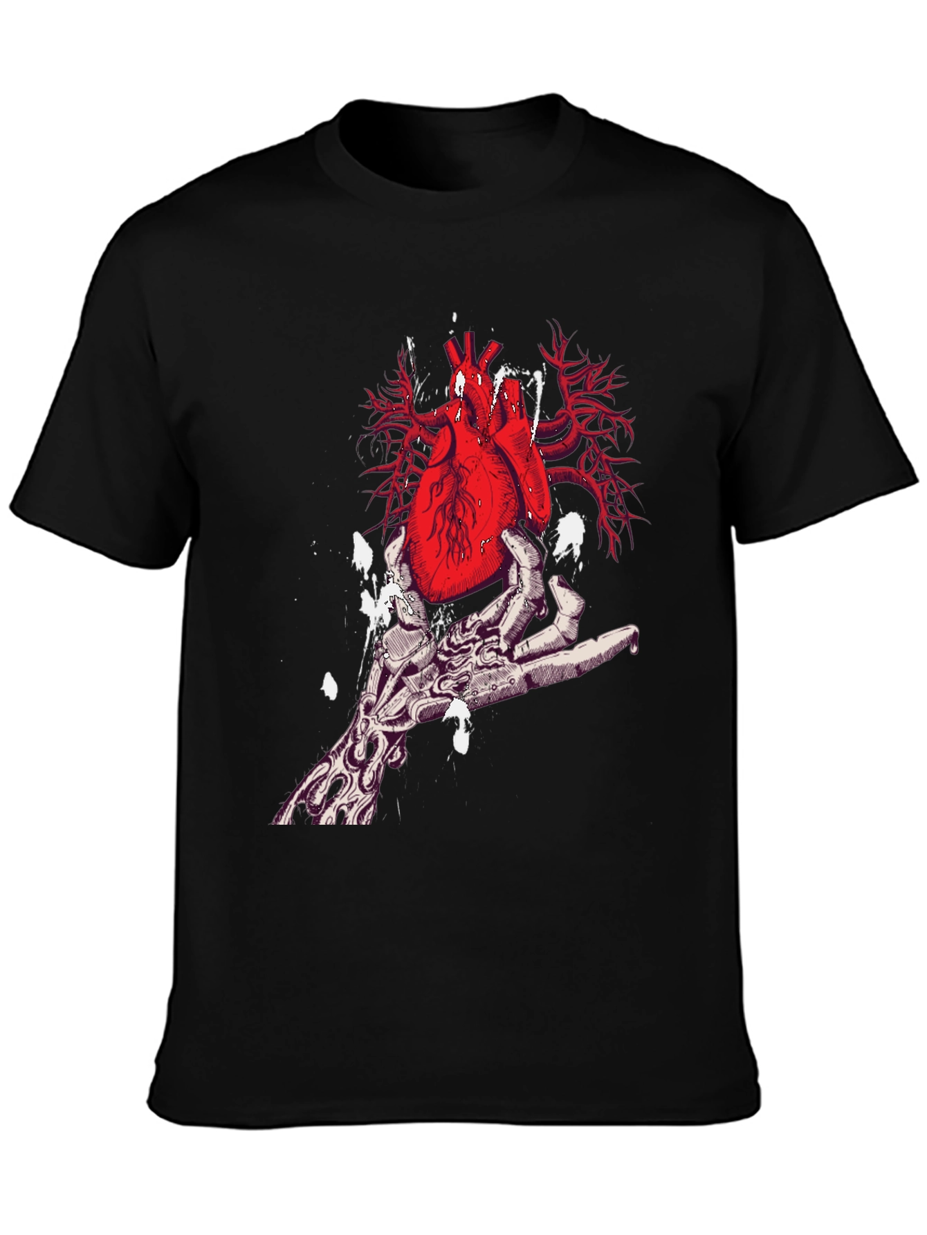 Heart in Hand Graphic Print Black T-Shirt