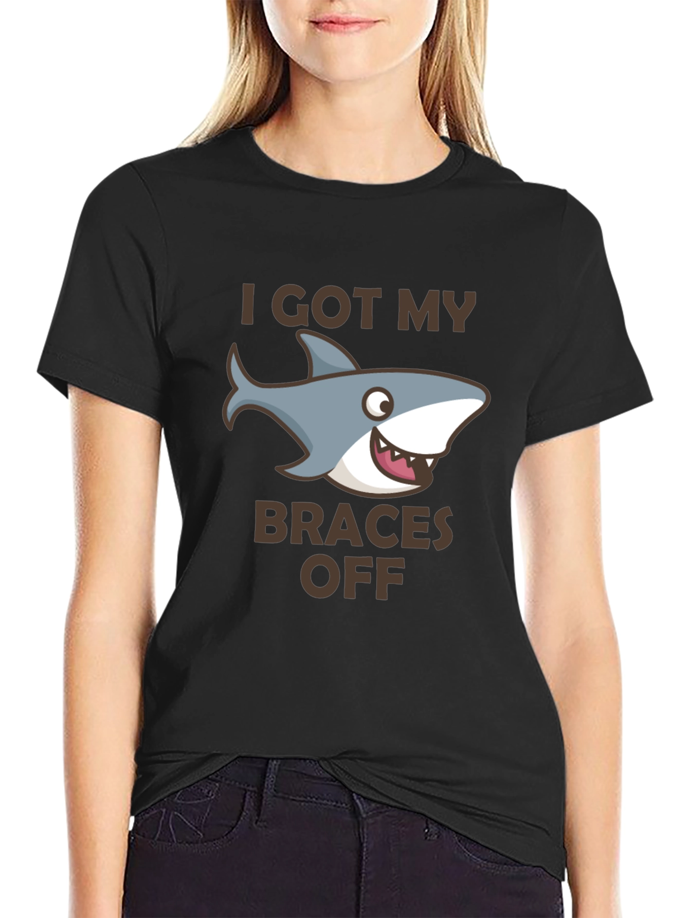 Shark Braces Off Black Graphic Tee