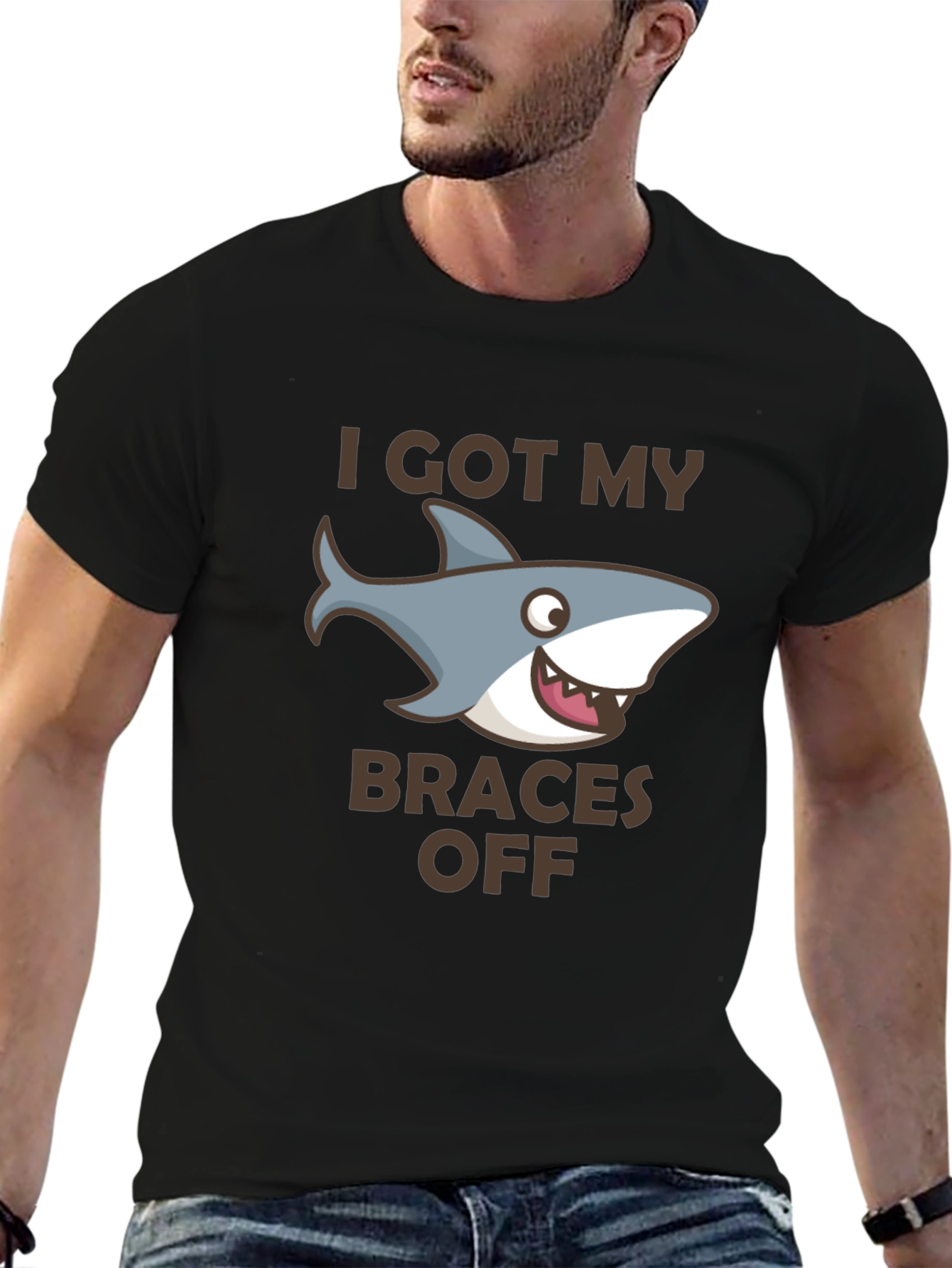 Shark Braces Off Black Graphic Tee