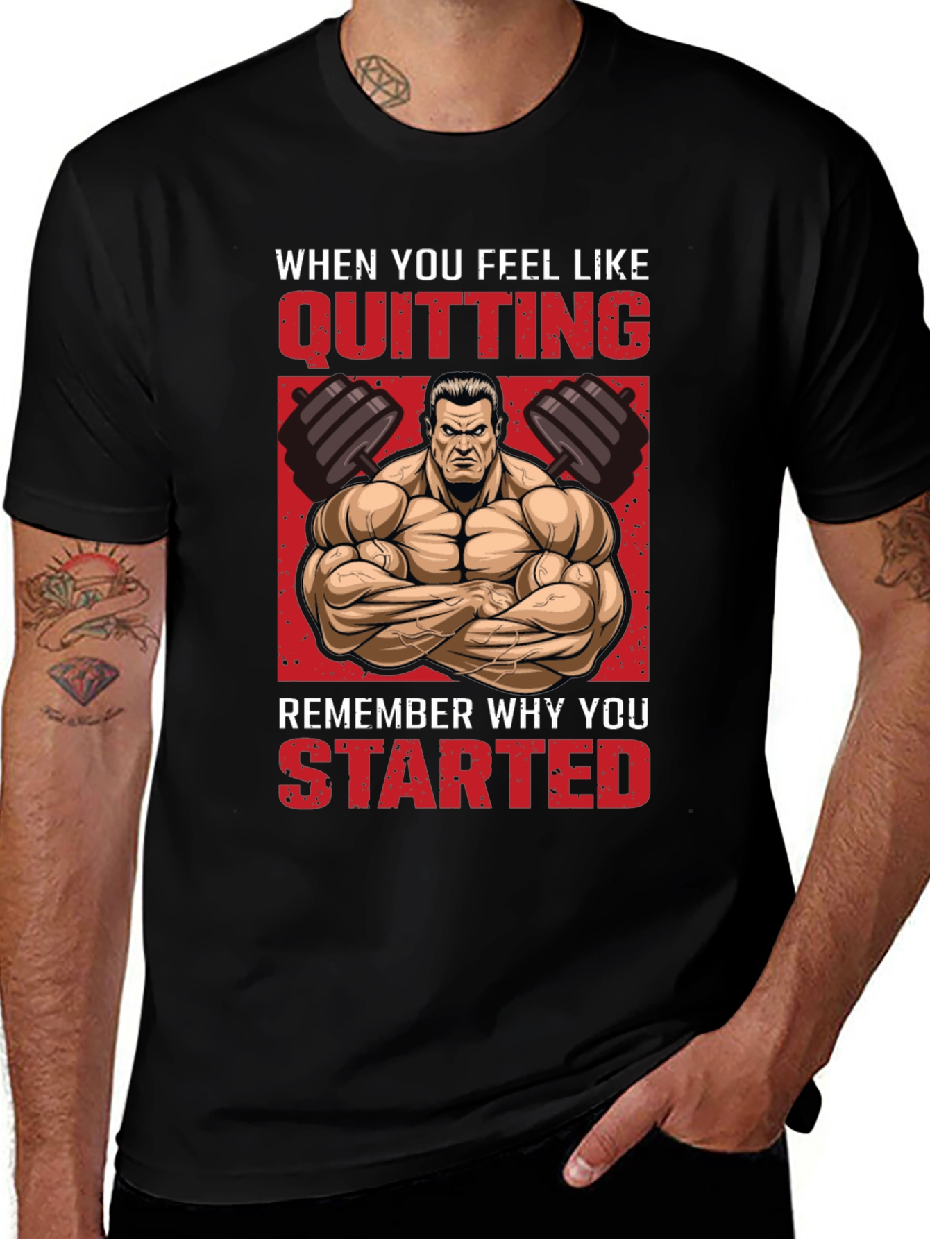 Motivational Gym T-Shirt - Never Quit!