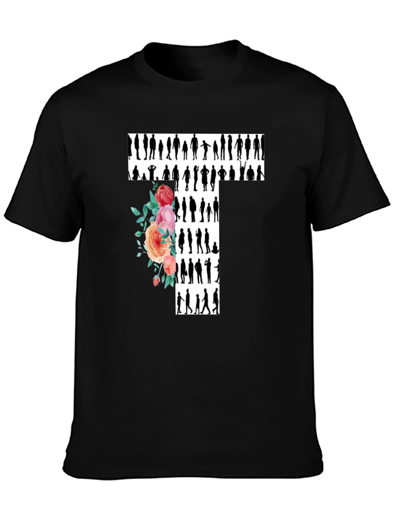 Floral Silhouette T-Shirt - Trendy Graphic Tee